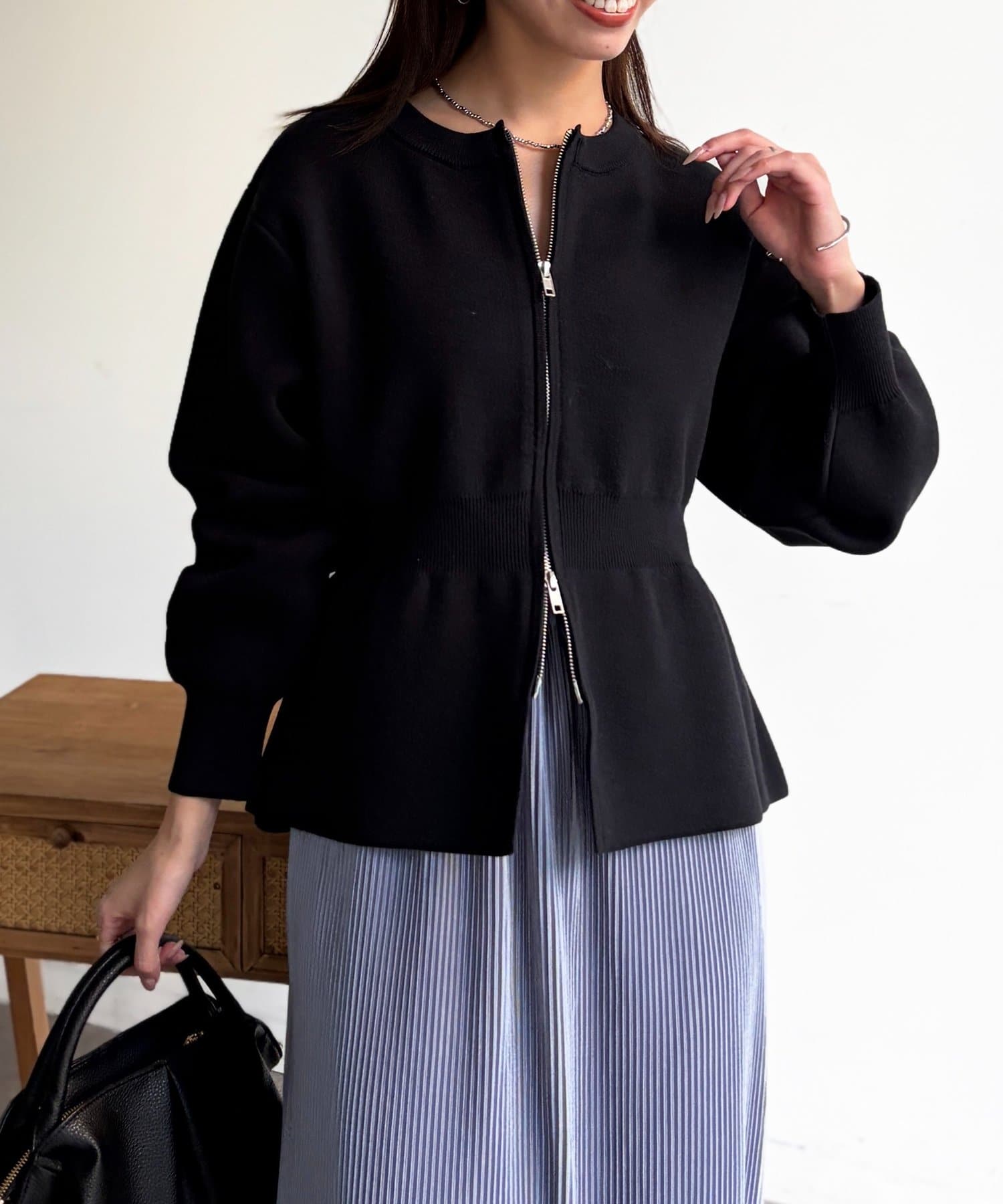 Chez toi(シェトワ) ペプラムジップジャケット