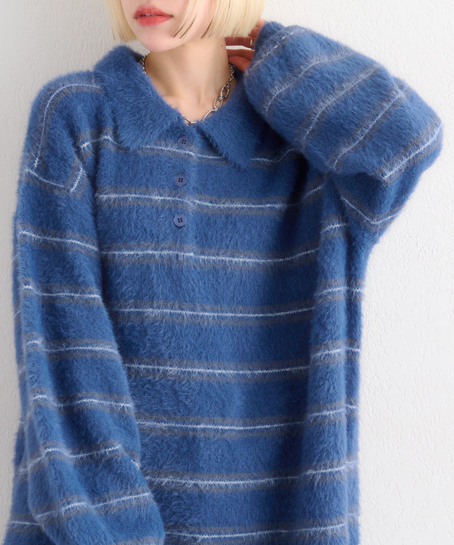 w closet(ダブルクローゼット) シャギーポロニット