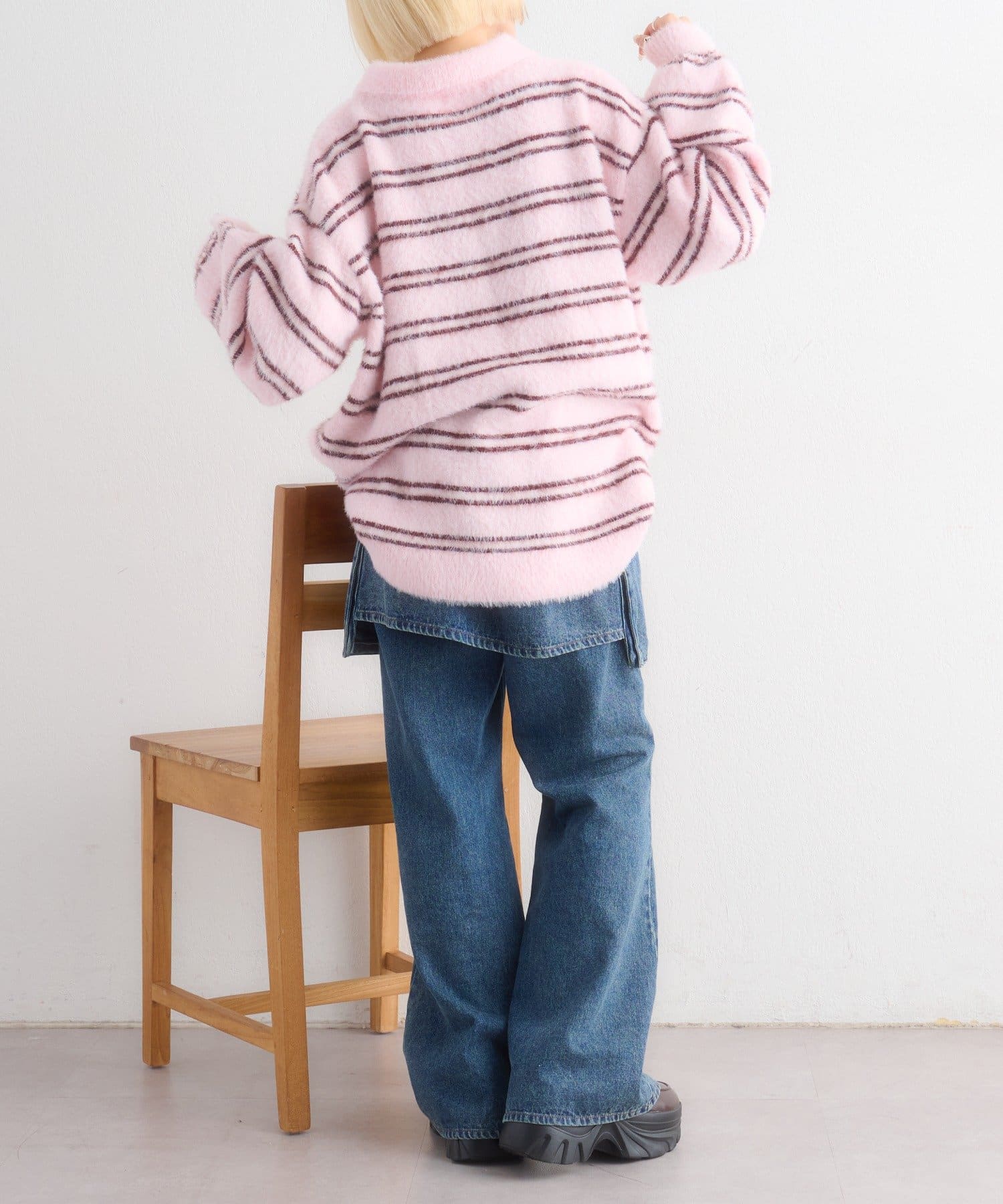 w closet(ダブルクローゼット) シャギーポロニット