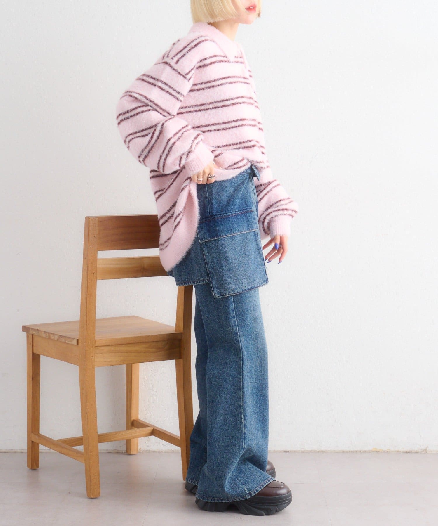 w closet(ダブルクローゼット) シャギーポロニット