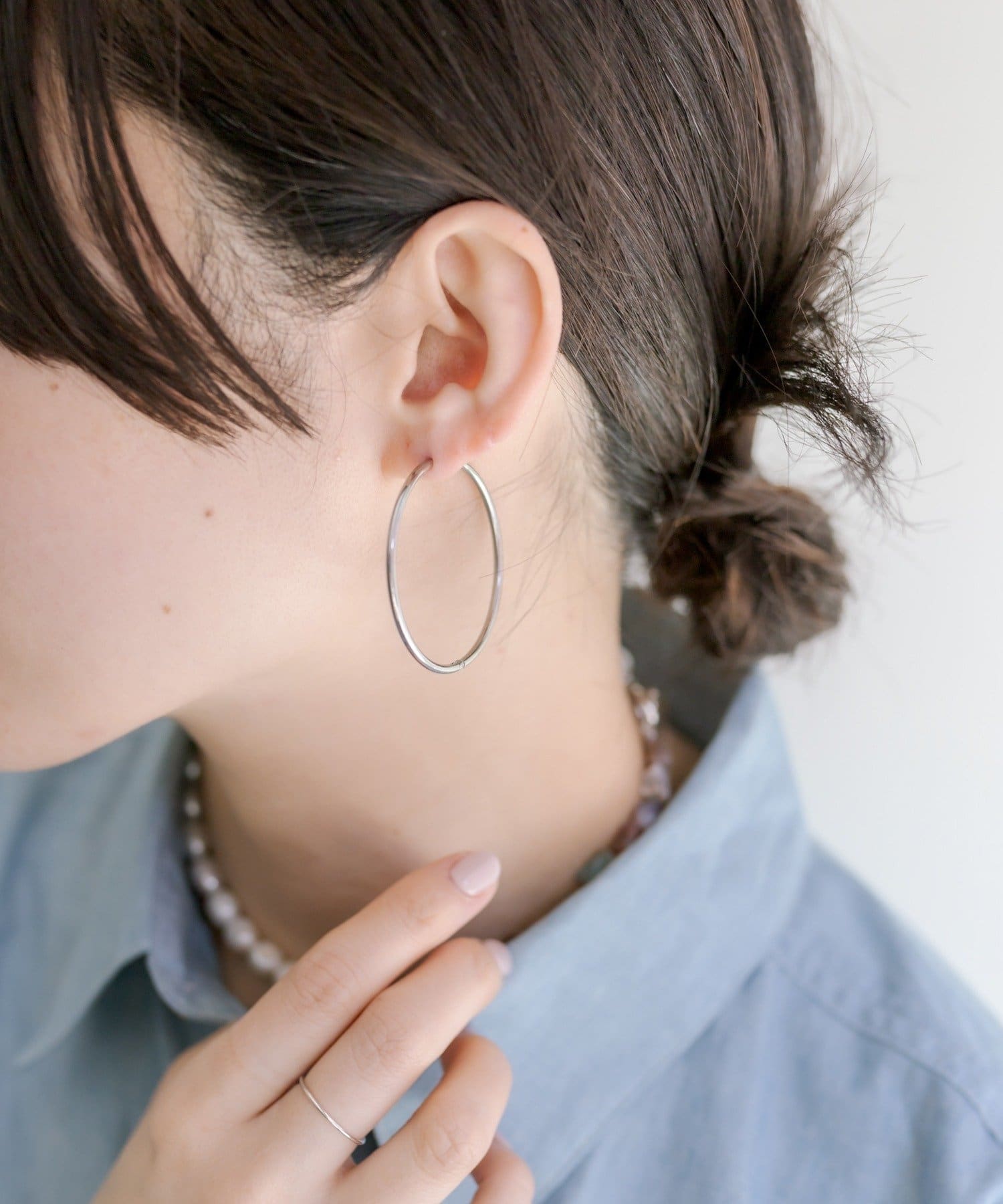 ear PAPILLONNER(イア パピヨネ) 《インフルエンサーuchida企画》ステンレス/44ｍｍフープピアス