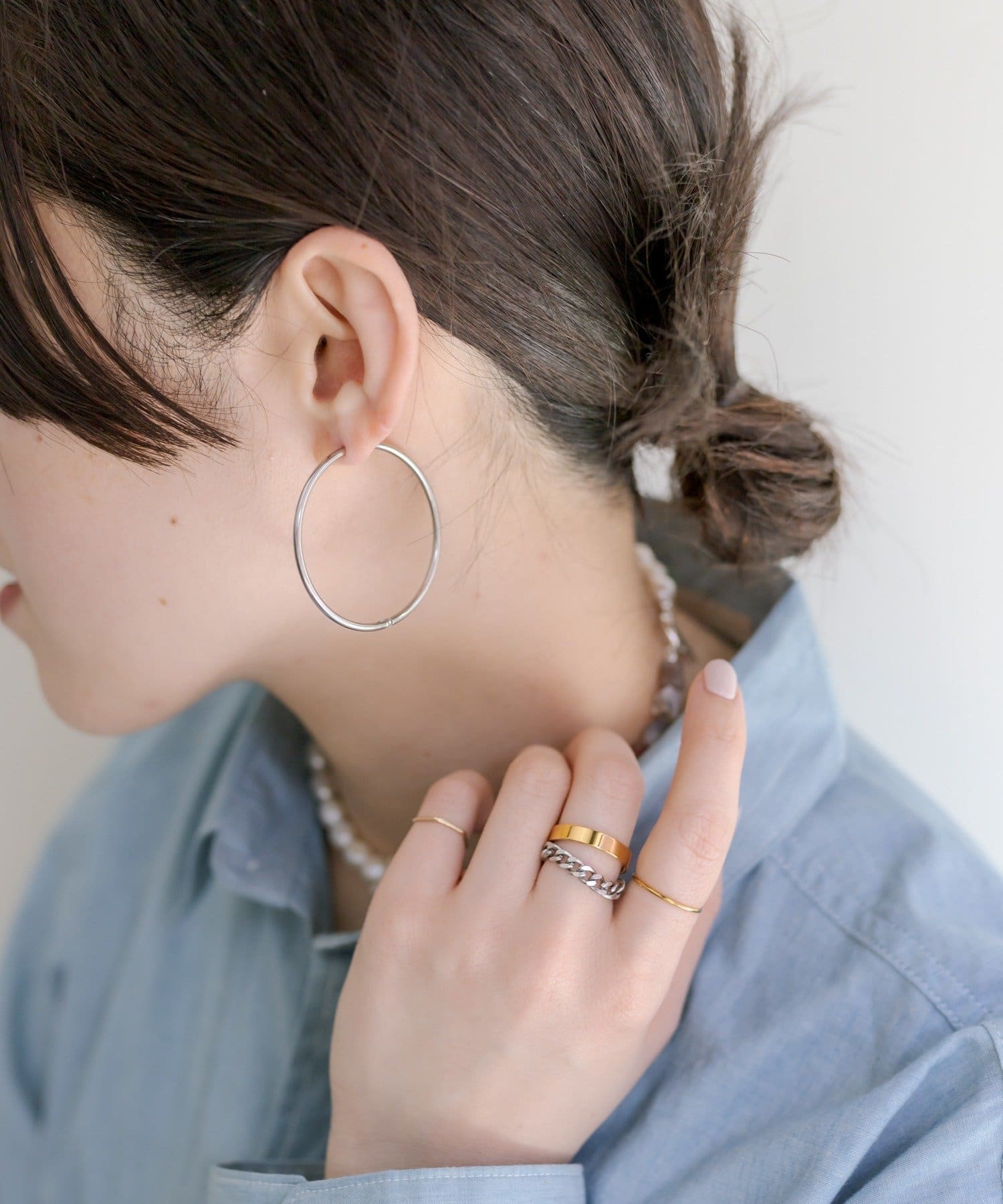 ear PAPILLONNER(イア パピヨネ) 《インフルエンサーuchida企画》ステンレス/44ｍｍフープピアス