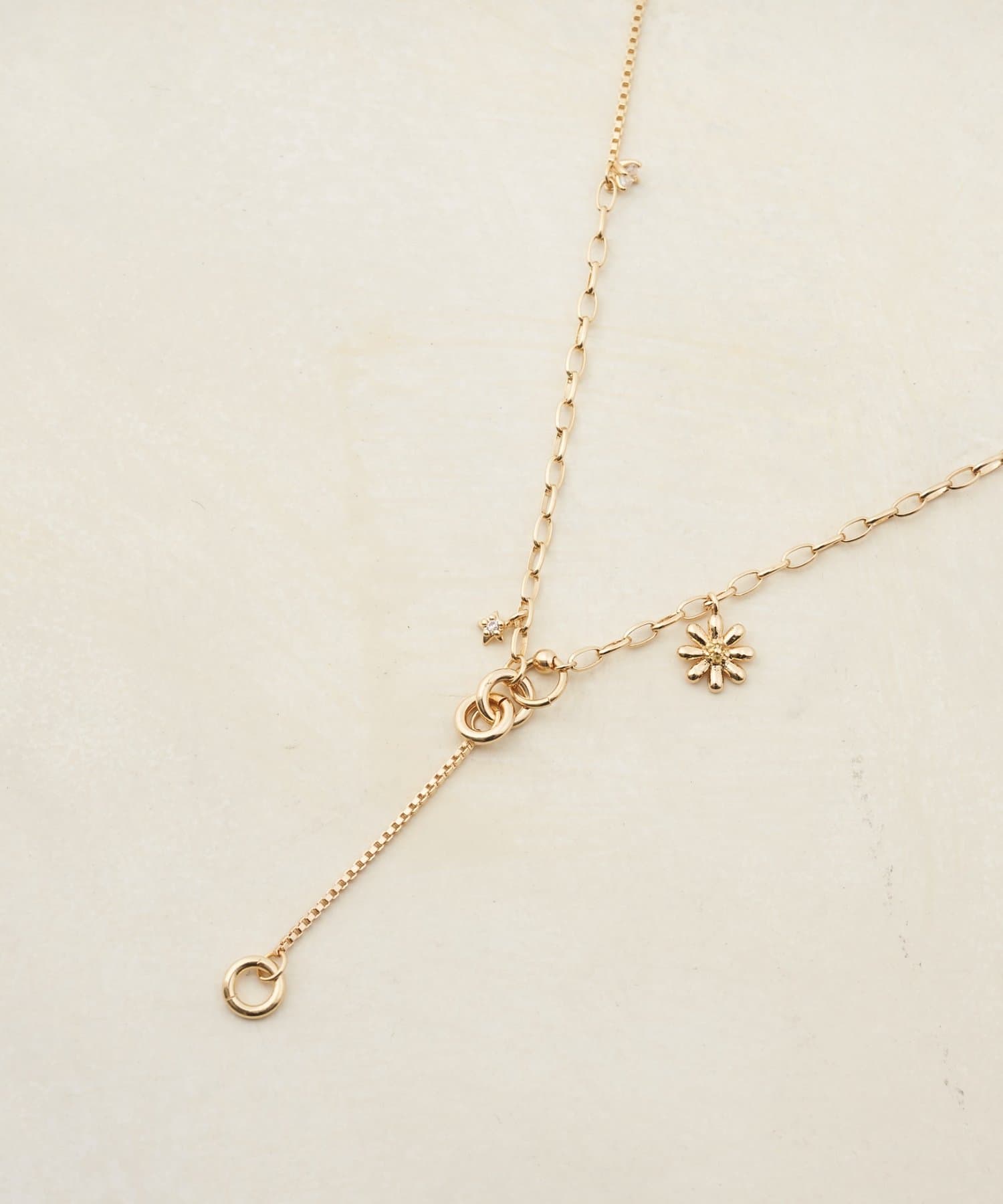 DISCOAT(ディスコート) 【GOLDY】ソリッドフラワーY字ネックレス