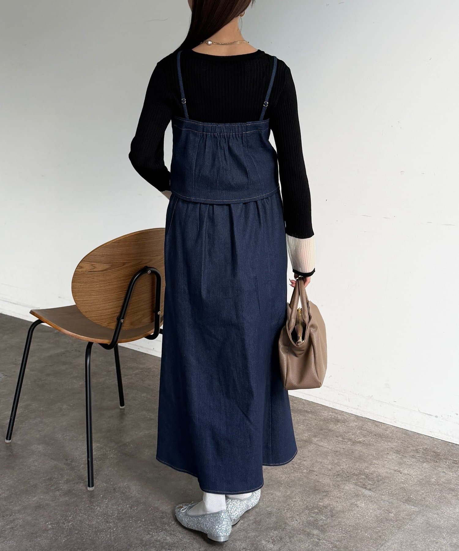 Chez toi(シェトワ) 袖先オーガンジーリブニット