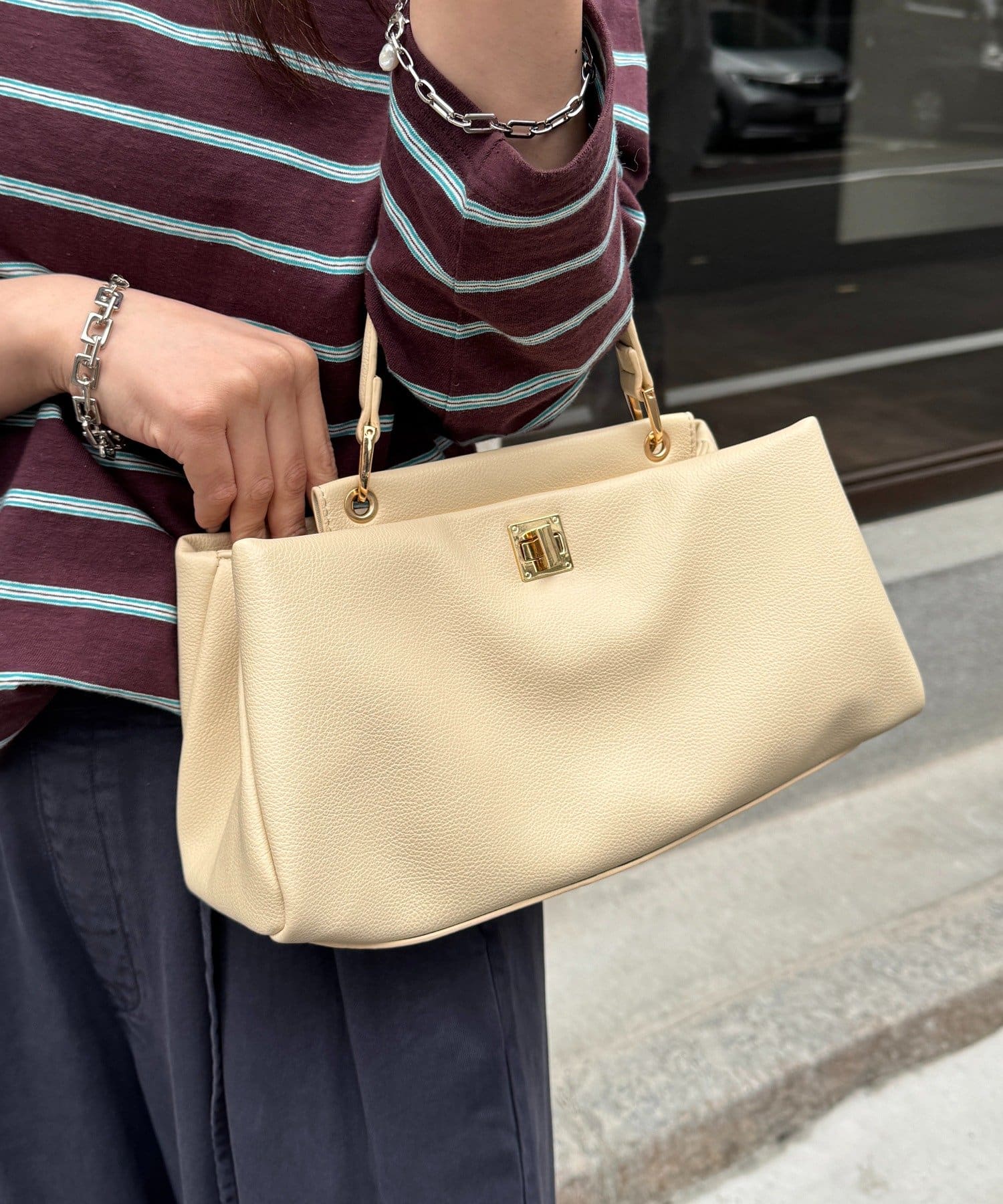 DOUDOU(ドゥドゥ) ダブルポケットハンドルバッグ