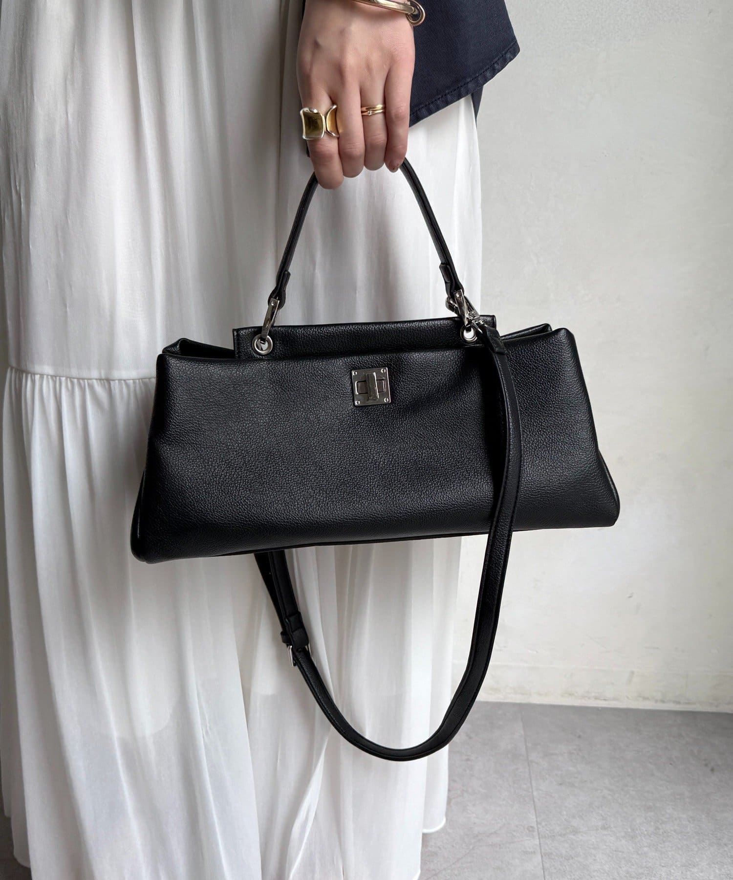 DOUDOU(ドゥドゥ) ダブルポケットハンドルバッグ