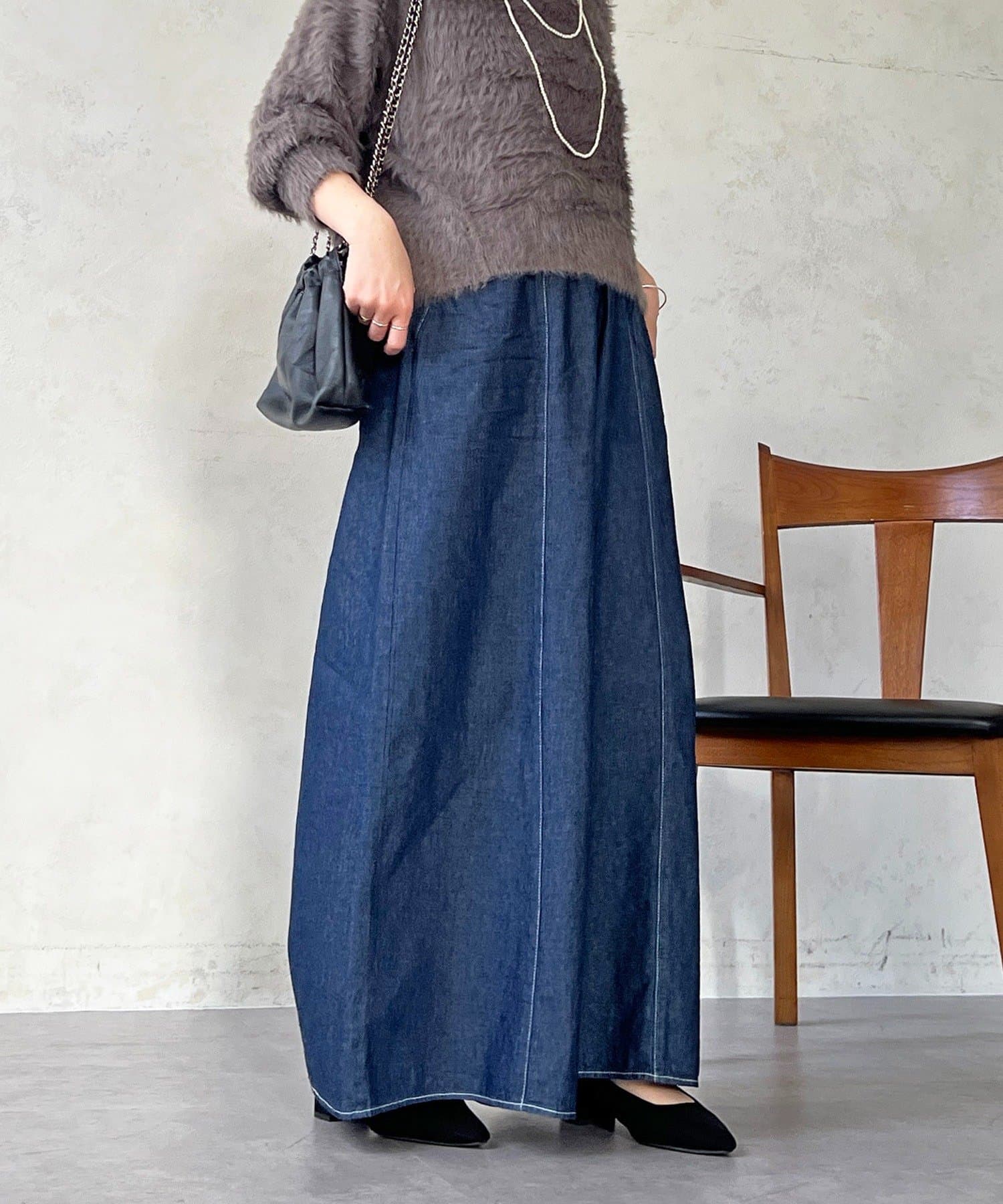 Croisiere(クロジエール) ギャザーイージーデニムワイドパンツ