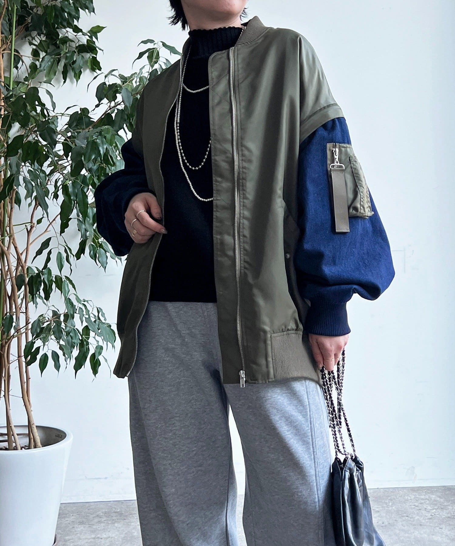 Croisiere(クロジエール) デニムスリーブMA1ジャケット