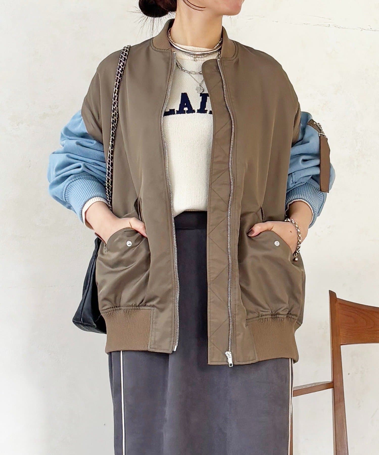 Croisiere(クロジエール) デニムスリーブMA1ジャケット