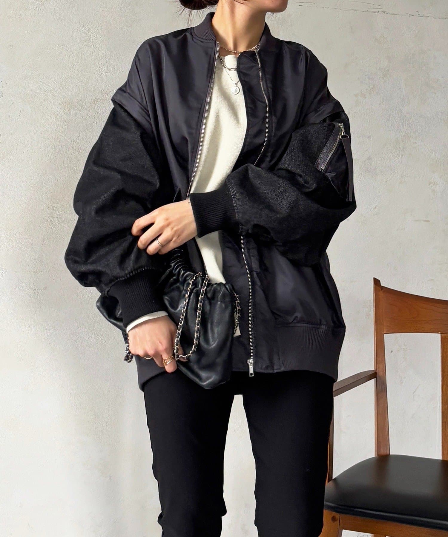 Croisiere(クロジエール) デニムスリーブMA1ジャケット