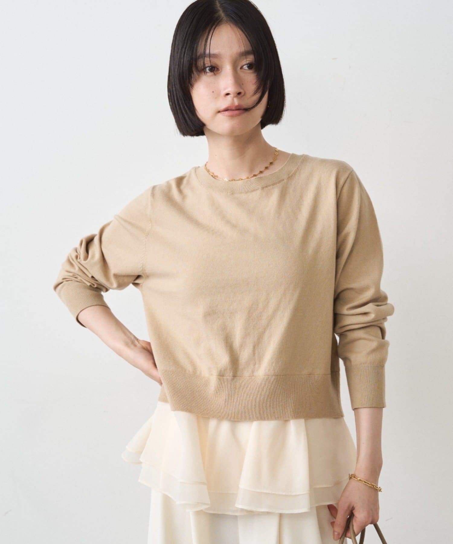 LOUNGEDRESS(ラウンジドレス) ペプラムニットカーデ