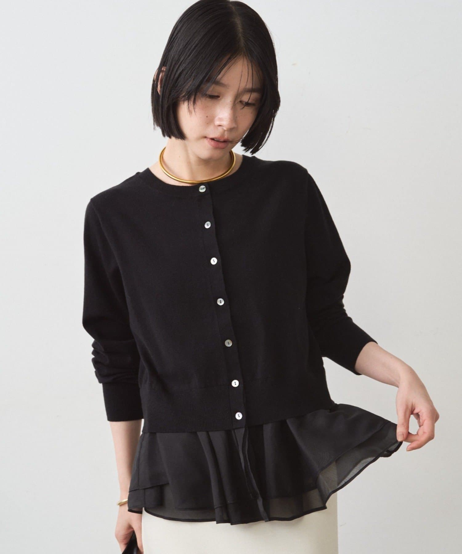 LOUNGEDRESS(ラウンジドレス) ペプラムニットカーデ