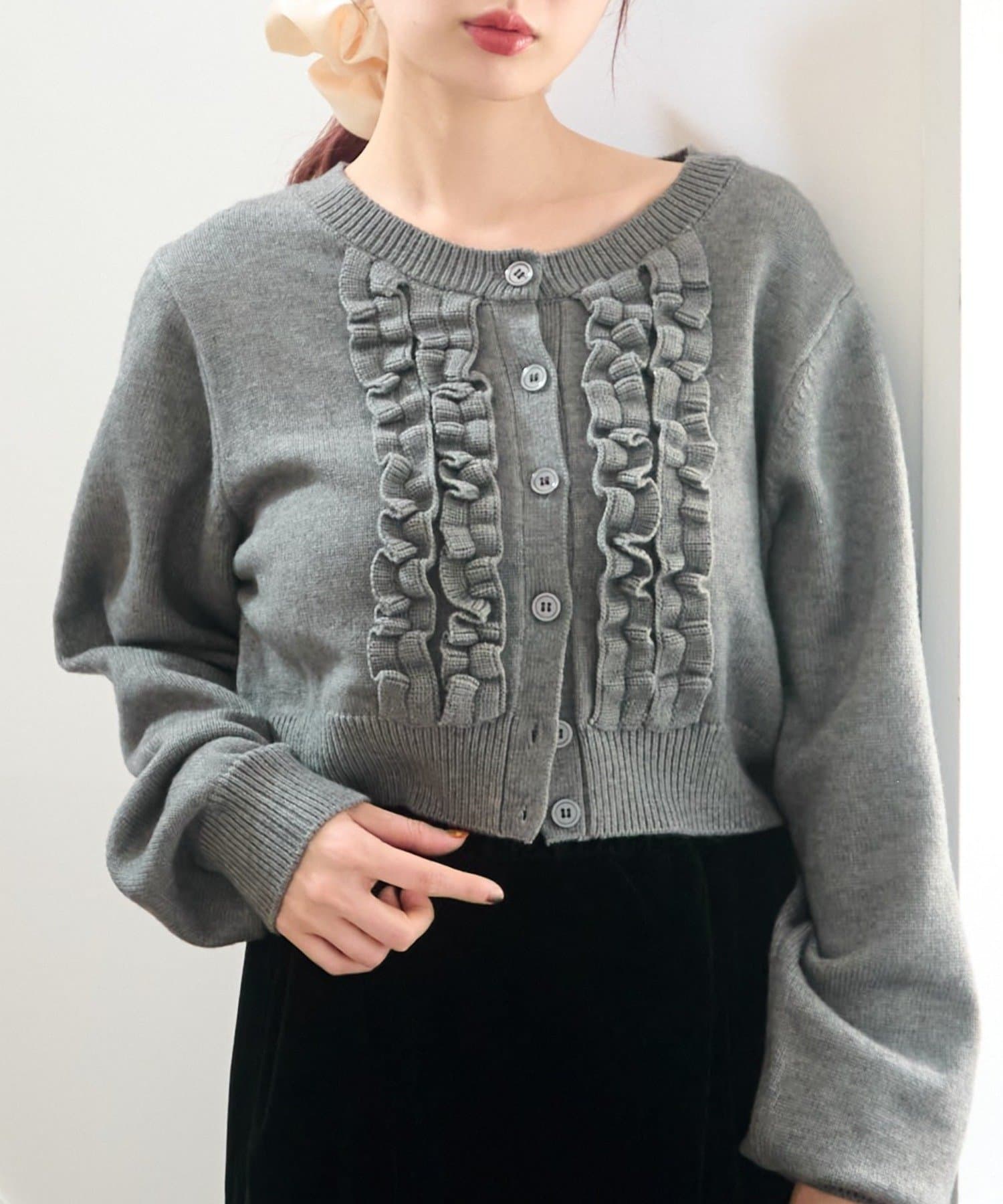 Kastane(カスタネ) フリルチビニットカーディガン