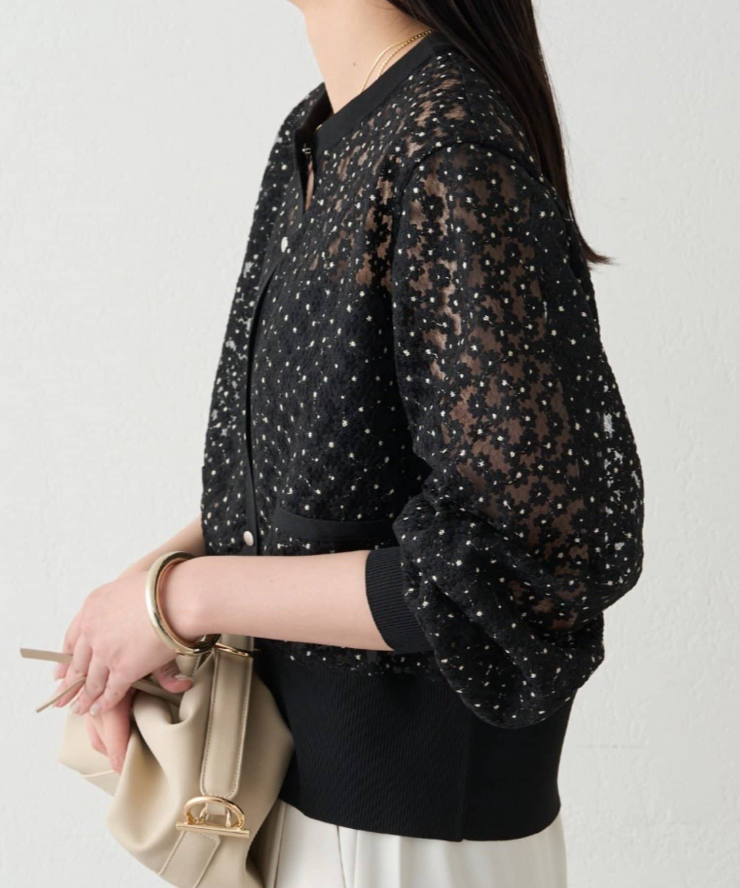 LOUNGEDRESS(ラウンジドレス) コクーンスリーブフラワーカーデ