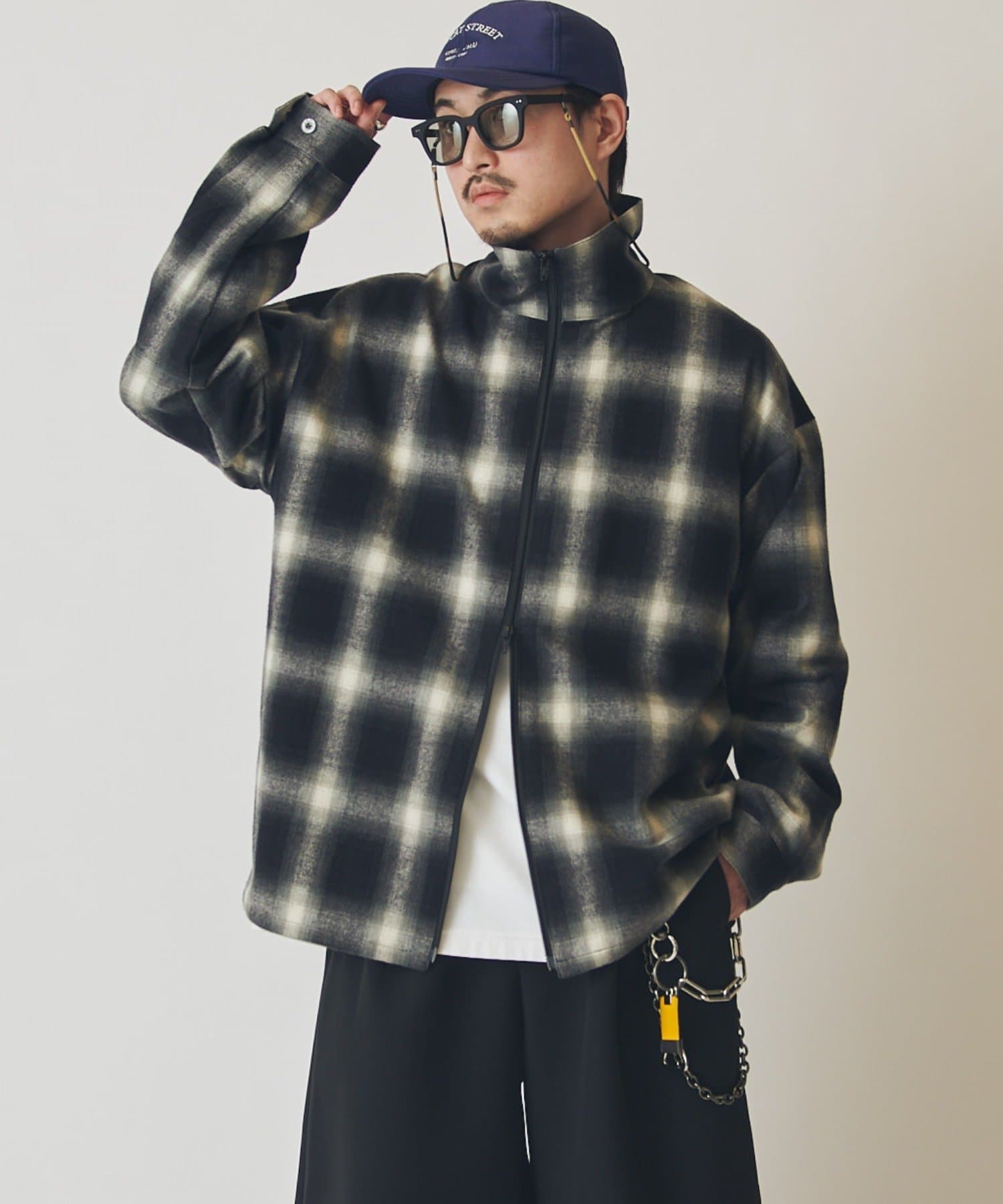 Lui's(ルイス) 【CHEMISE】 スタンドカラー オンブレーシャツジャケット