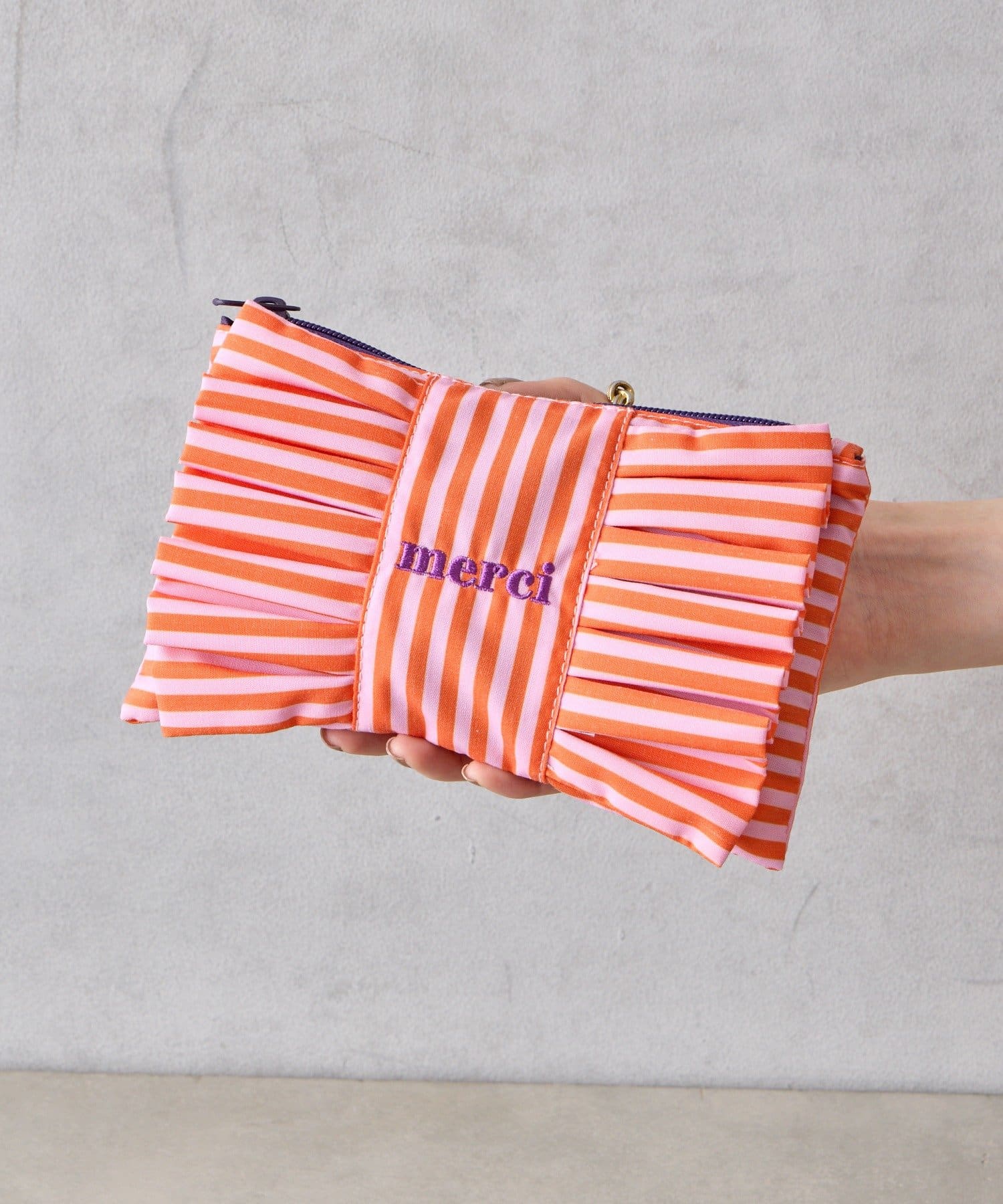 BIRTHDAY BAR(バースデイバー) ストライプコットンポーチM