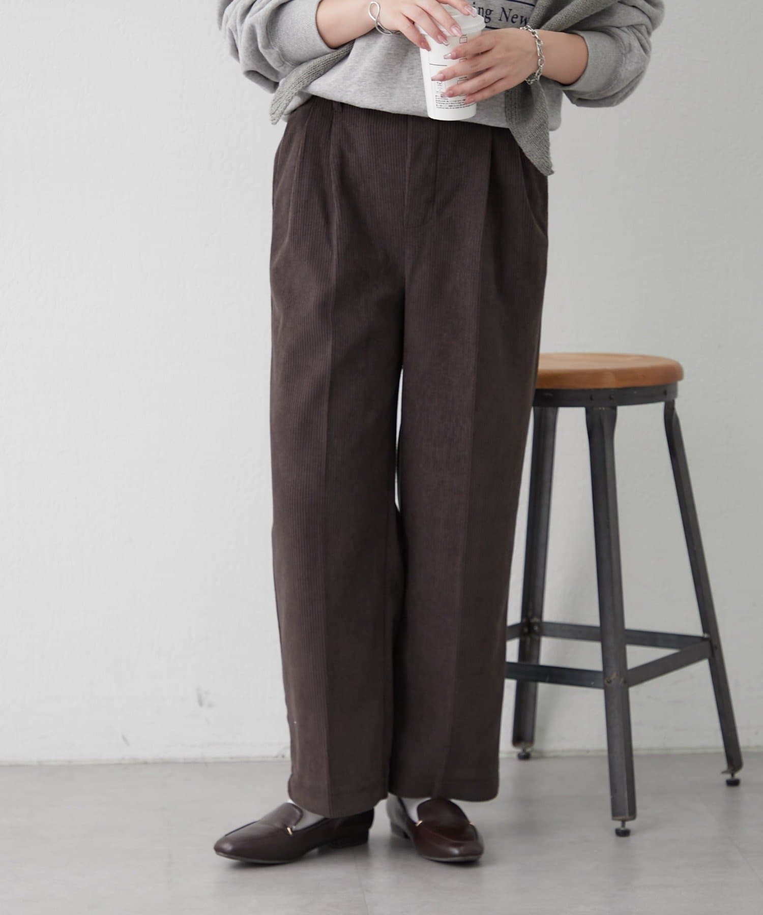 Remind me and forever(リマインドミーアンドフォーエバー) 裏起毛コール天タックパンツ