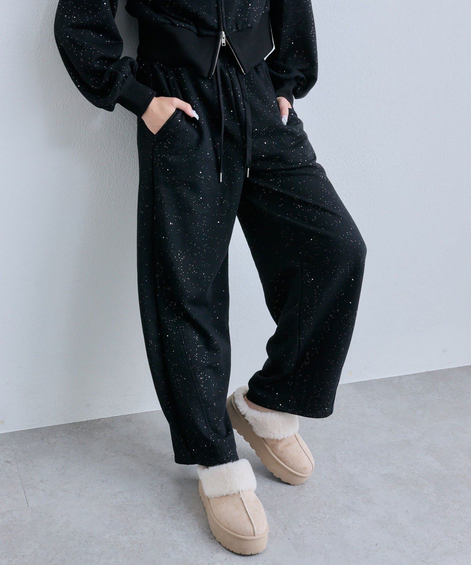 NICE CLAUP / OLIVE des OLIVE OUTLET(ナイスクラップ  / オリーブ デ オリーブ アウトレット) 【OLIVE des OLIVE】ファー付きスウェットパンツ