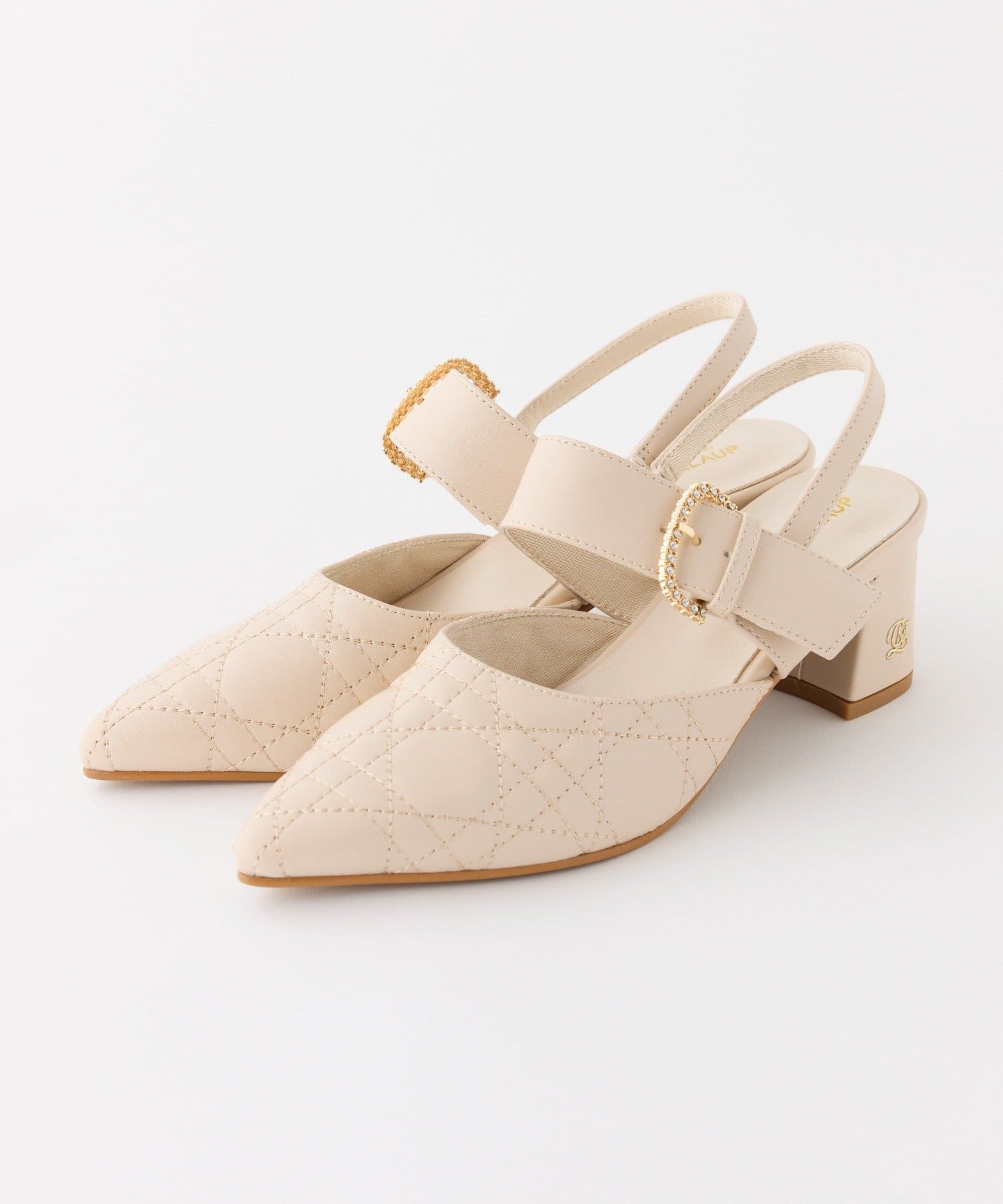 one after another NICE CLAUP(ワンアフターアナザー ナイスクラップ) ビジューバックルキルティングミュール