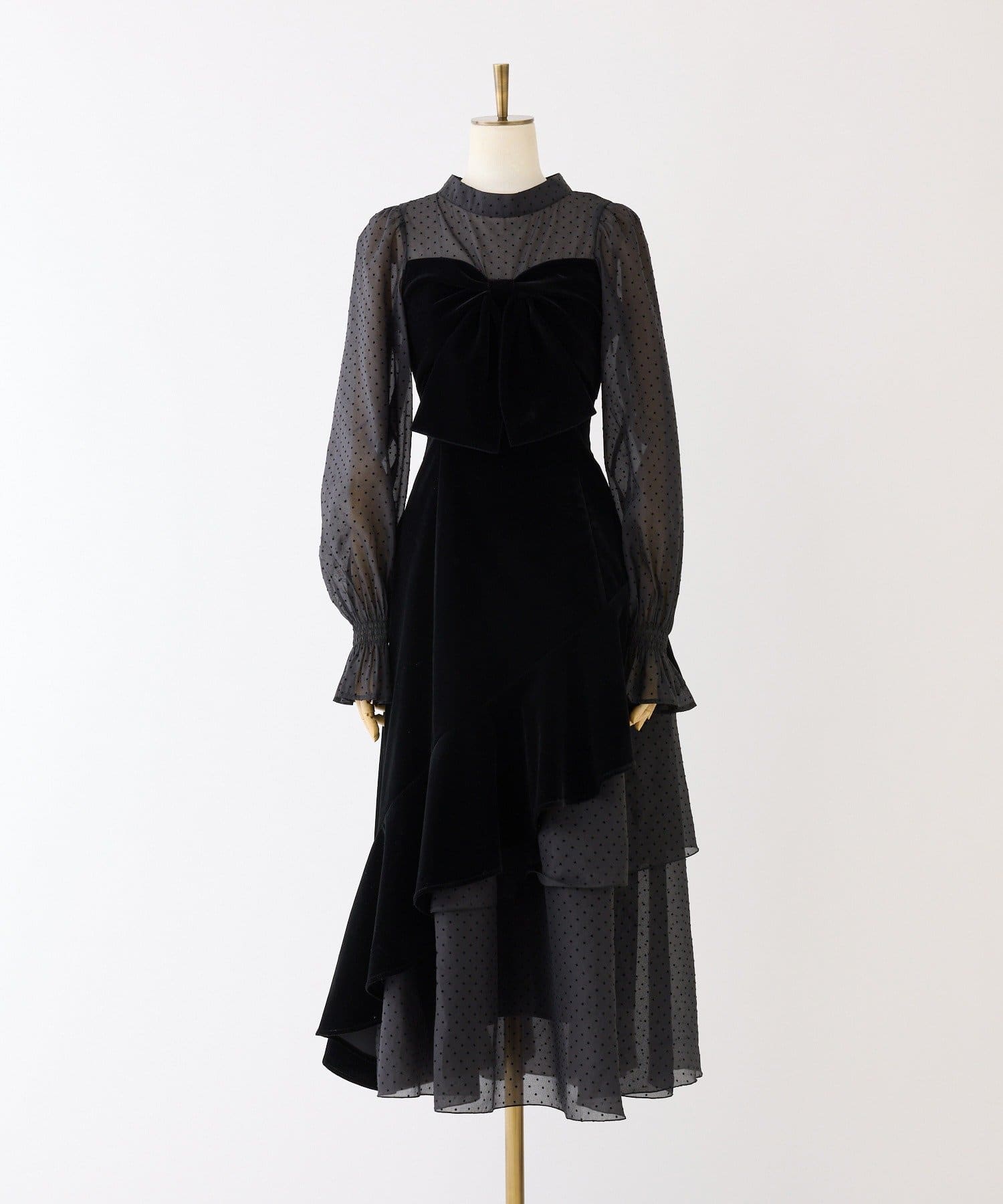 one after another NICE CLAUP(ワンアフターアナザー ナイスクラップ) 【Occasion Collection】ベロアリボンワンピース