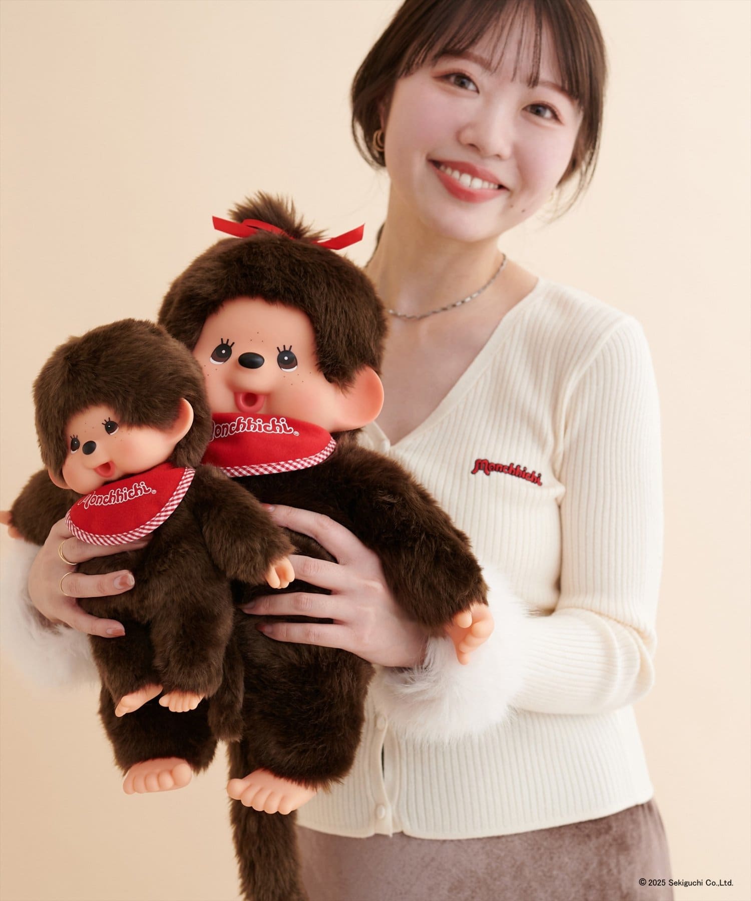 natural couture(ナチュラルクチュール) 【モンチッチ×natural couture】袖ファーリブカーデ