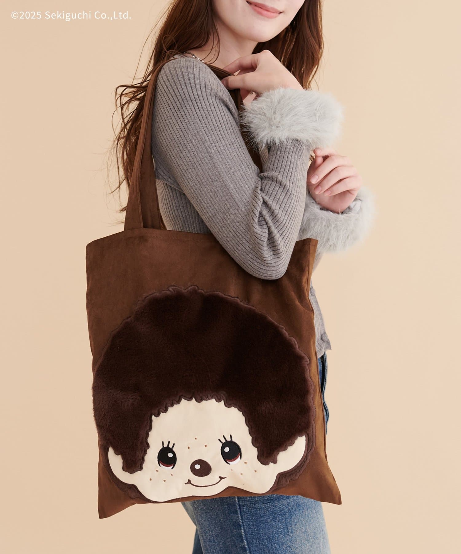 natural couture(ナチュラルクチュール) 【モンチッチ×natural couture】スエードビックポケットトート