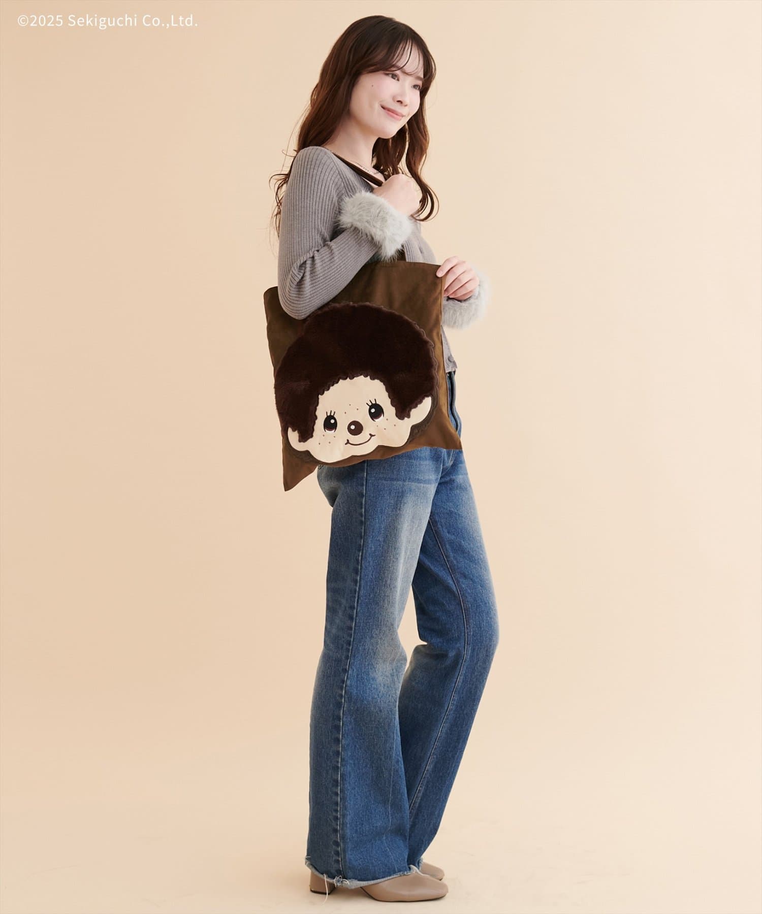 natural couture(ナチュラルクチュール) 【モンチッチ×natural couture】スエードビックポケットトート