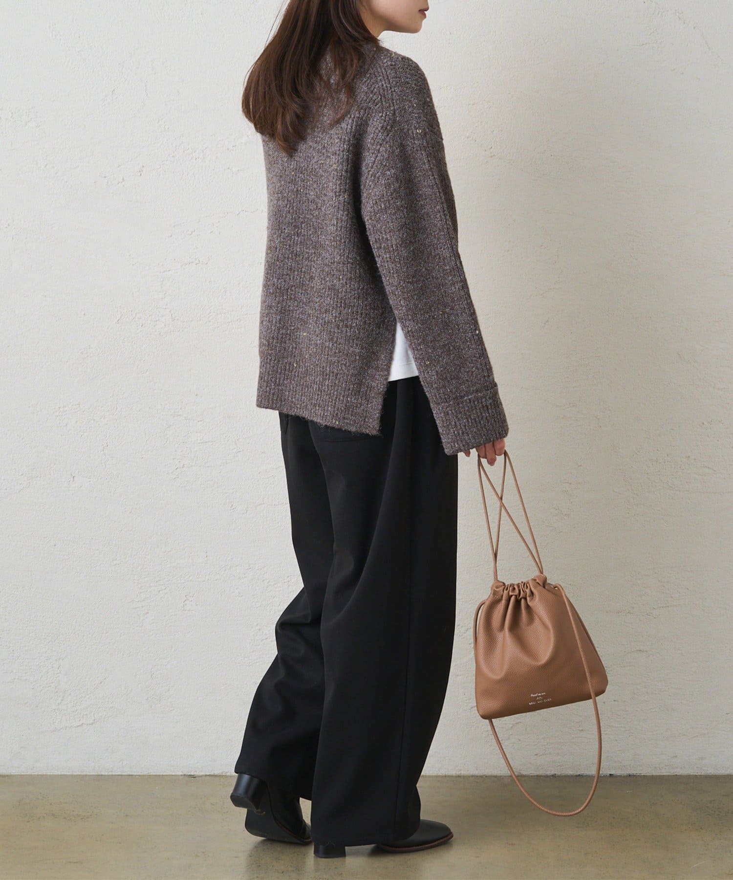 PUAL CE CIN(ピュアルセシン) ストレッチ起毛コクーンパンツ