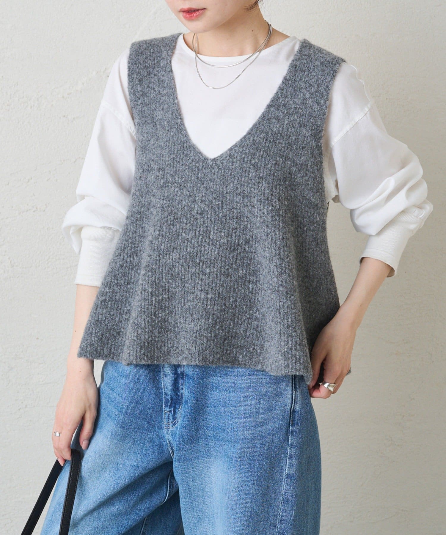 PUAL CE CIN(ピュアルセシン) 片畦ニットビスチェ