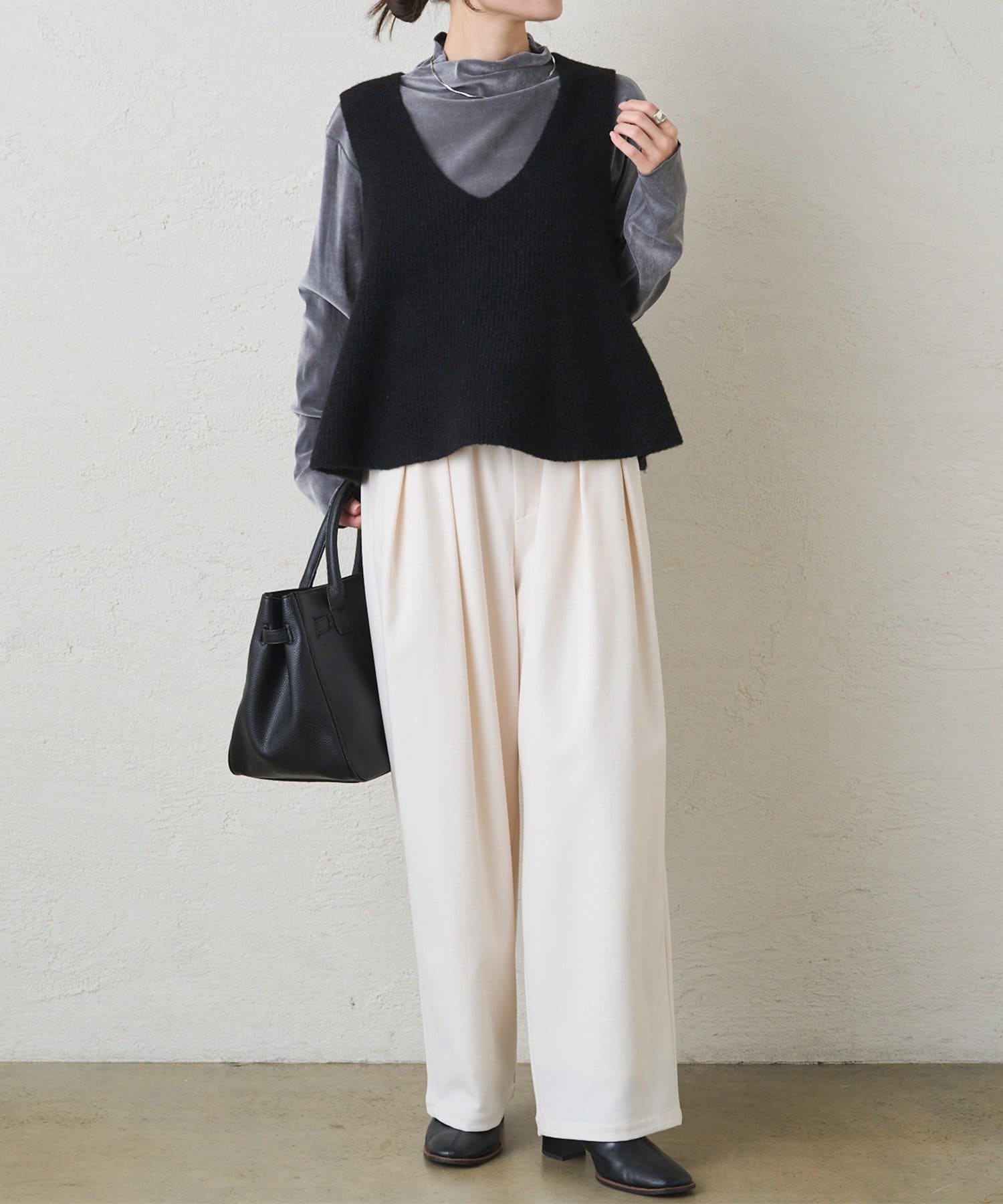 PUAL CE CIN(ピュアルセシン) 片畦ニットビスチェ