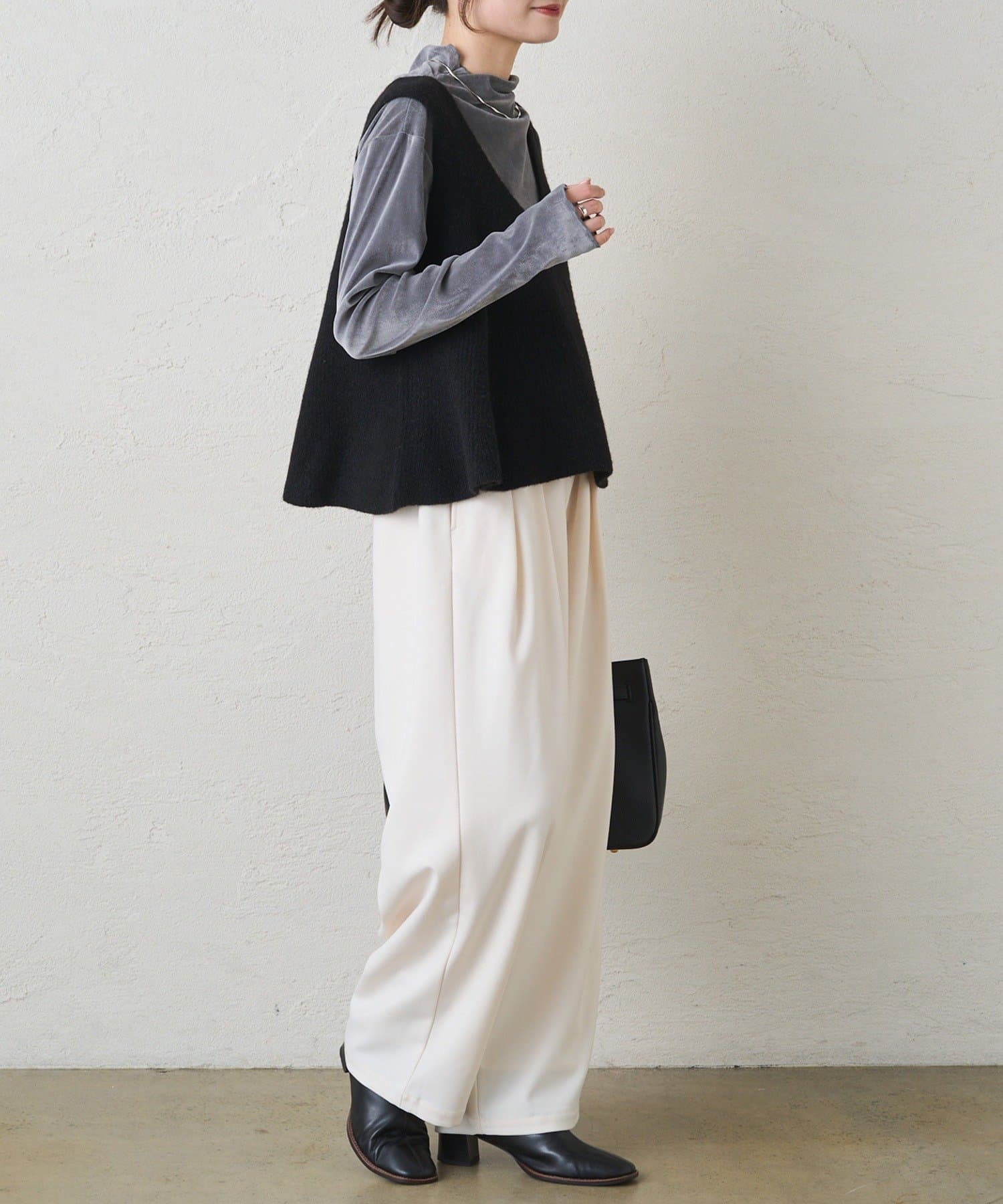 PUAL CE CIN(ピュアルセシン) 片畦ニットビスチェ