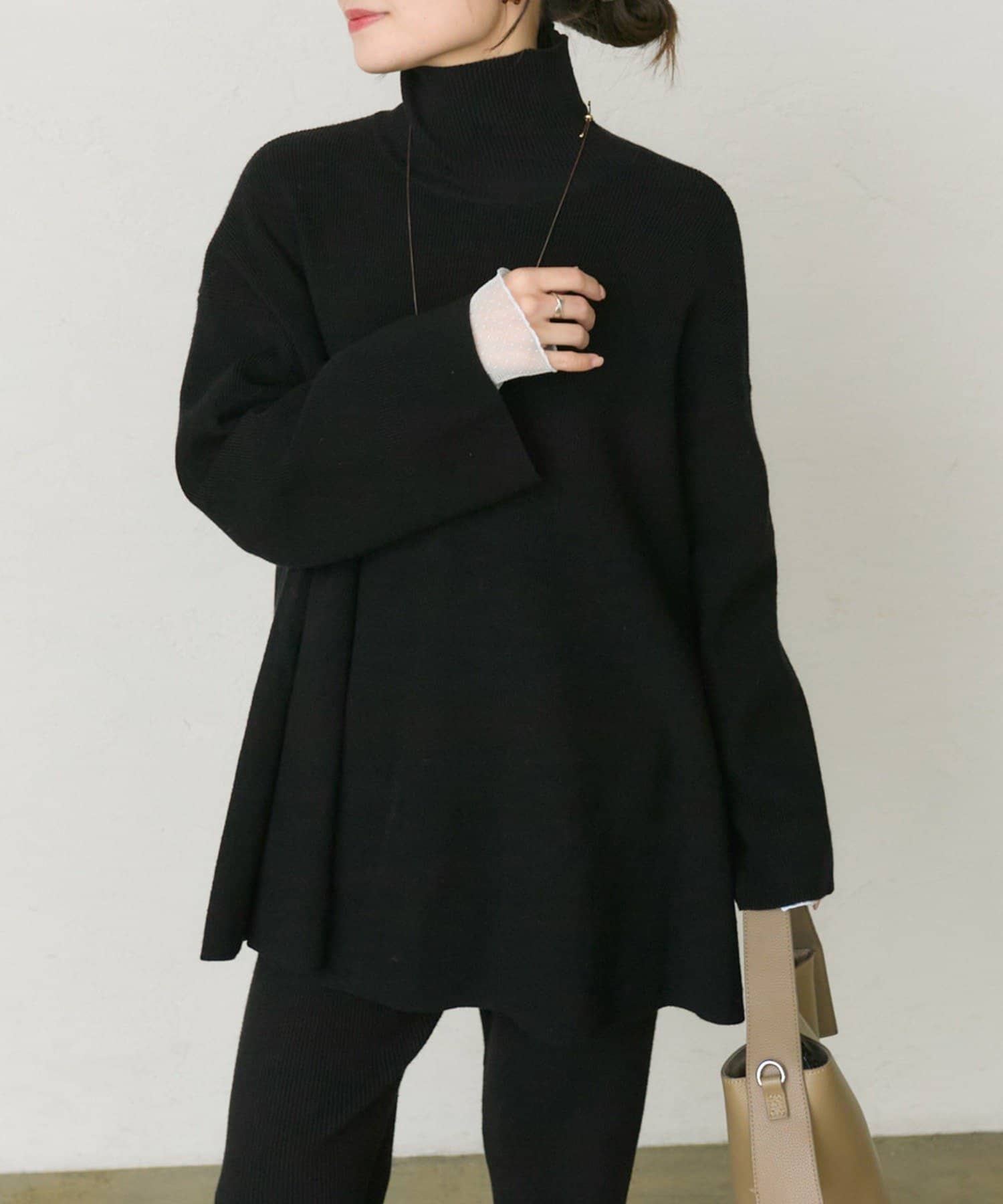 PUAL CE CIN(ピュアルセシン) 【セットアップ対応】ハイネックフレアニットプルオーバー