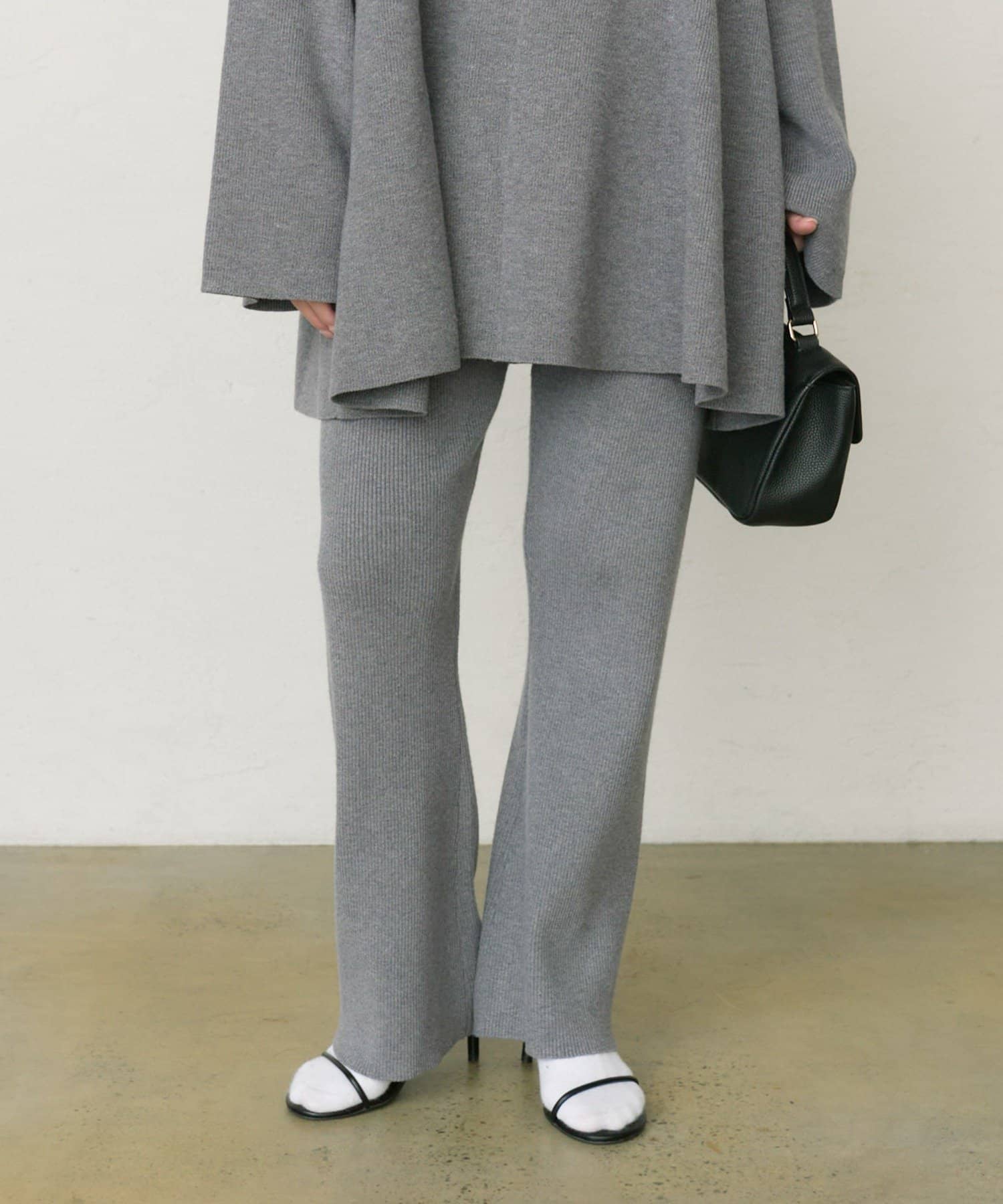 PUAL CE CIN(ピュアルセシン) 【セットアップ対応】リブニットフレアパンツ