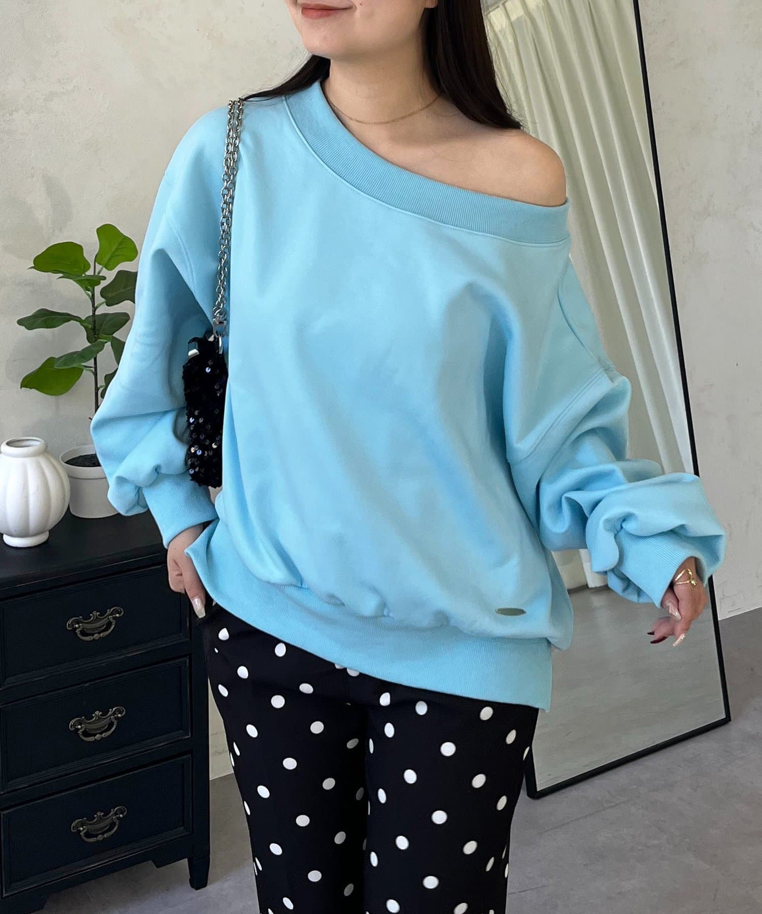 prose verse(プロズヴェール) ボートネック裾メタルスウェット