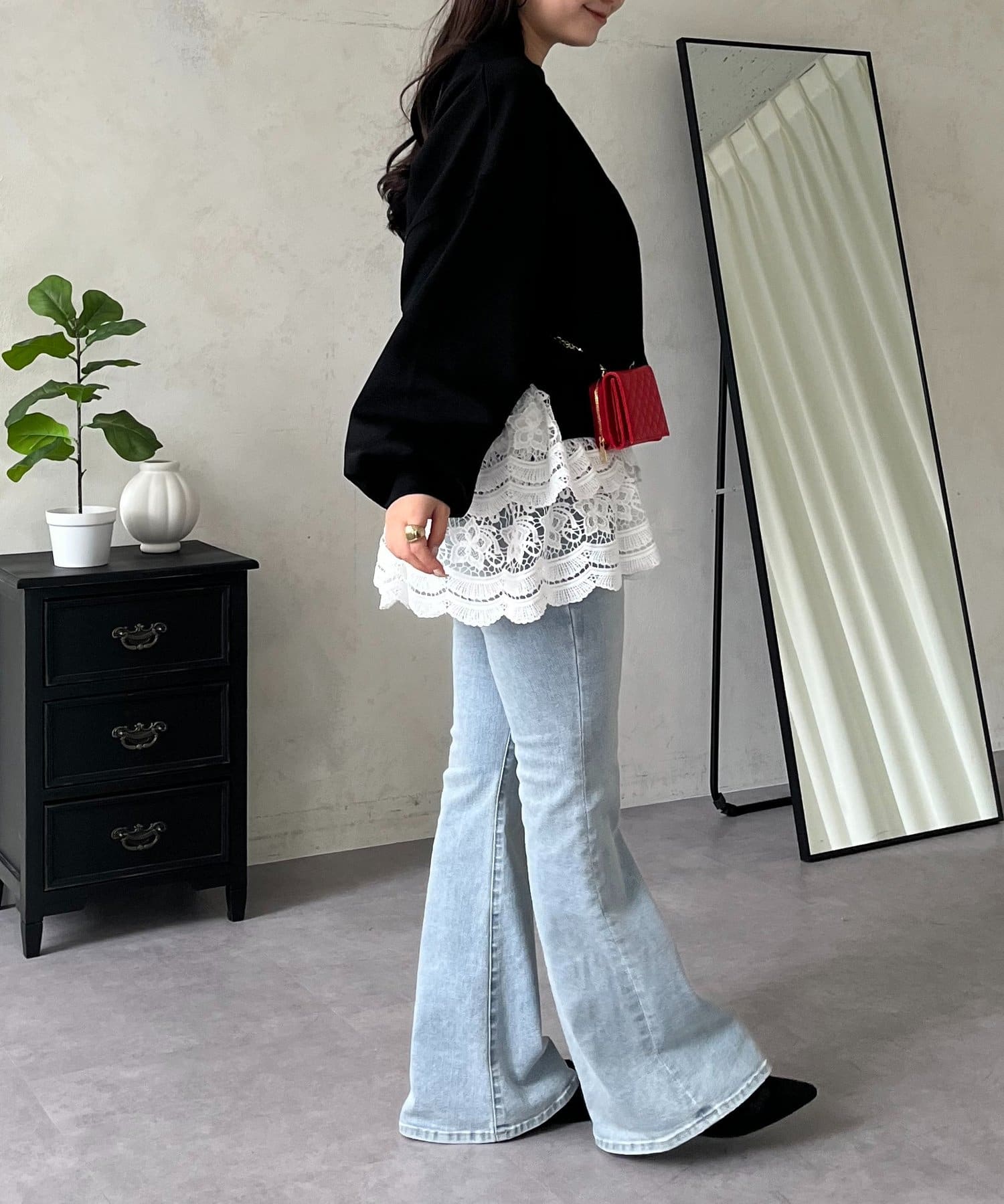 prose verse(プロズヴェール) ボートネック裾メタルスウェット