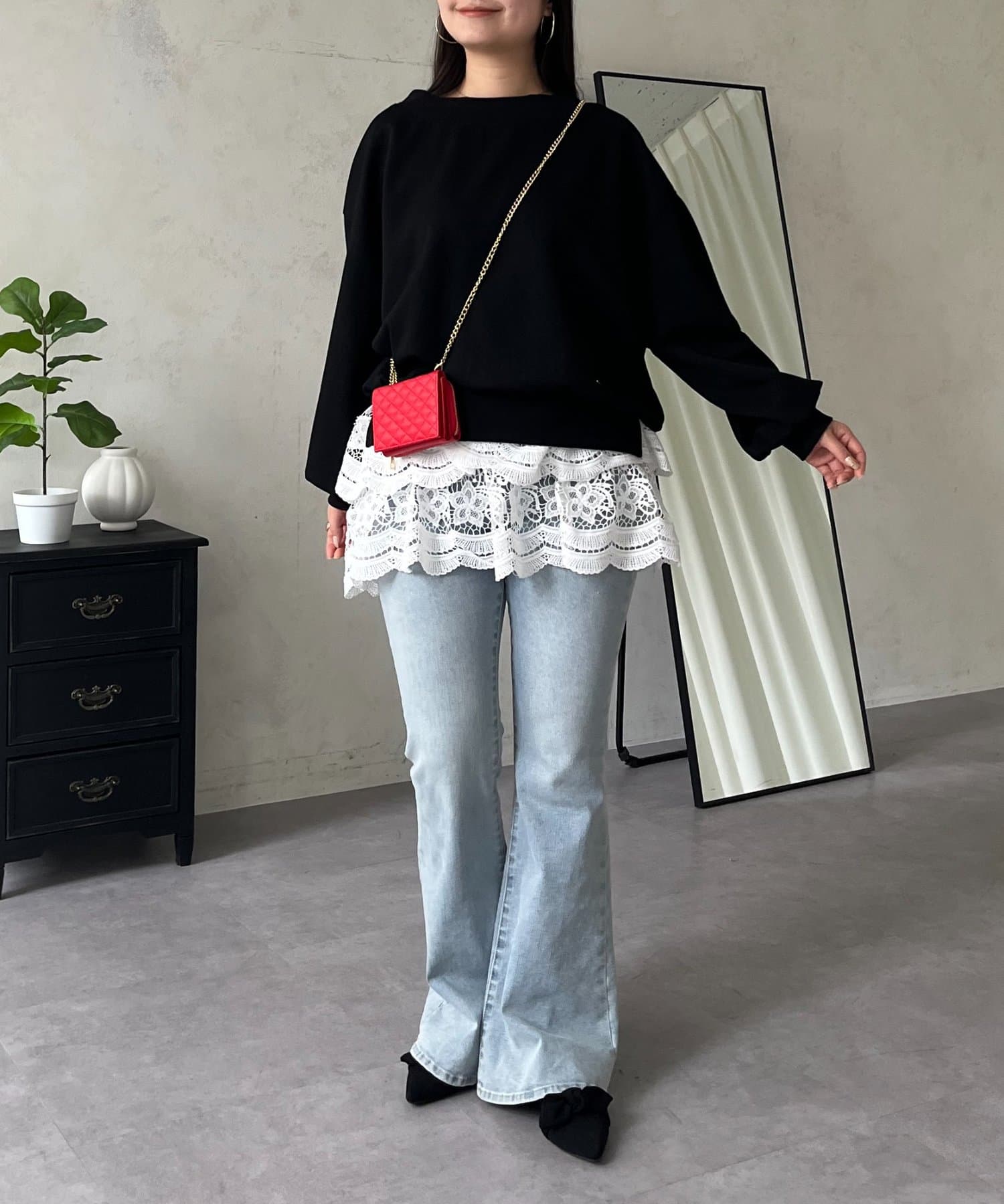 prose verse(プロズヴェール) ボートネック裾メタルスウェット