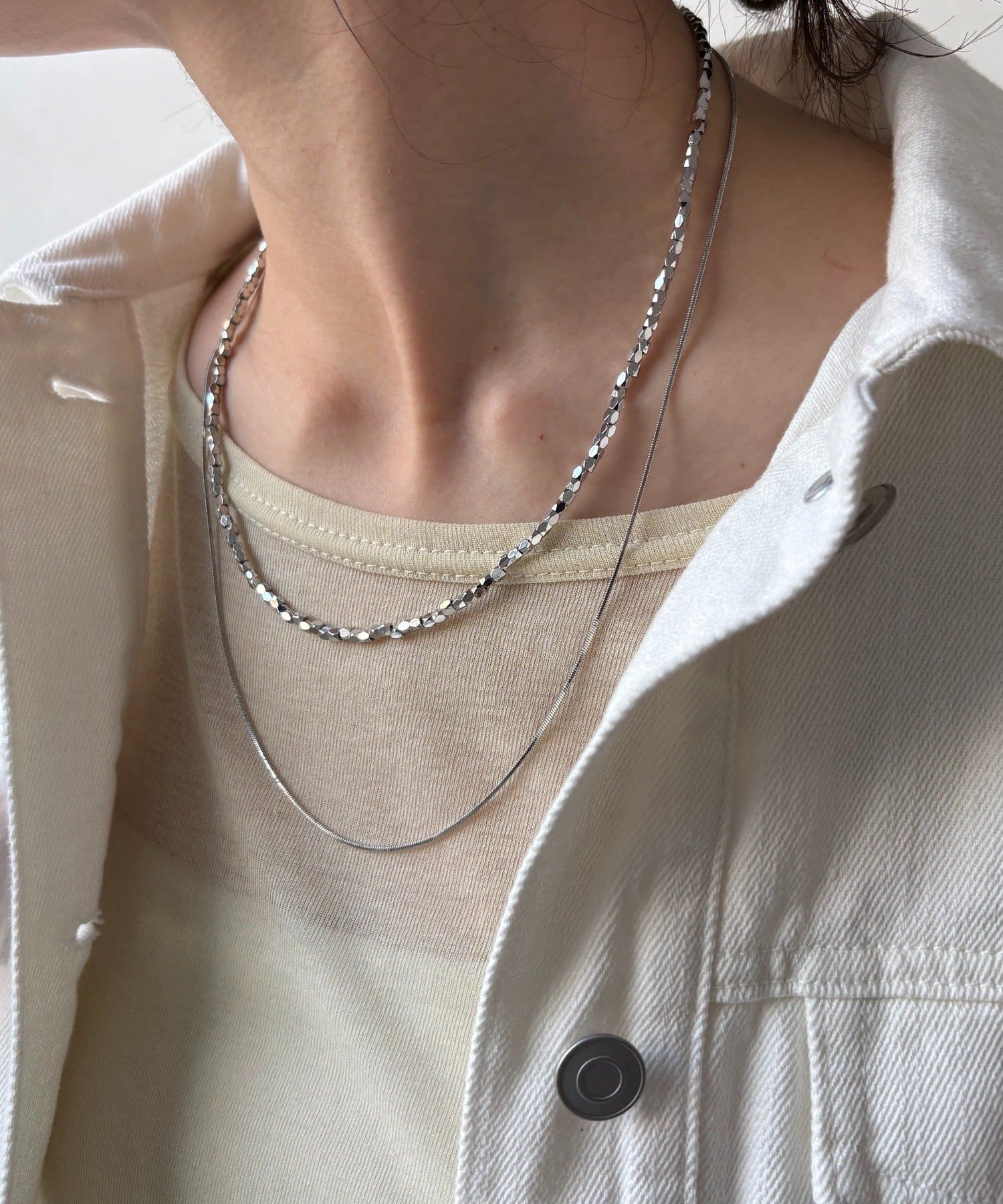 DOUDOU(ドゥドゥ) メタルビーズチェーンレイヤードネックレス