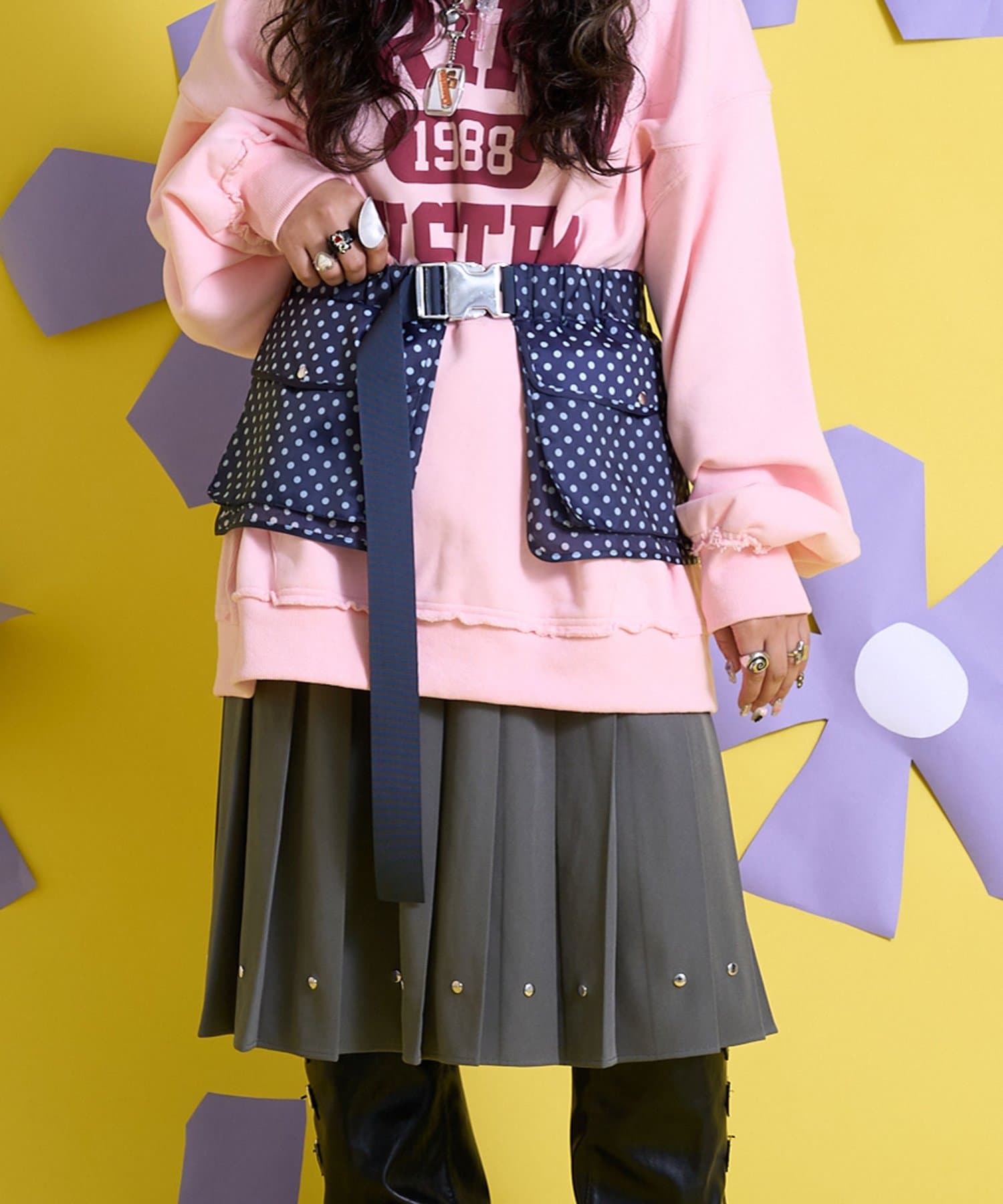 CIAOPANIC(チャオパニック) 【Me＋Me/ミープラスミー】マルチウェイポケット付プリーツスカート