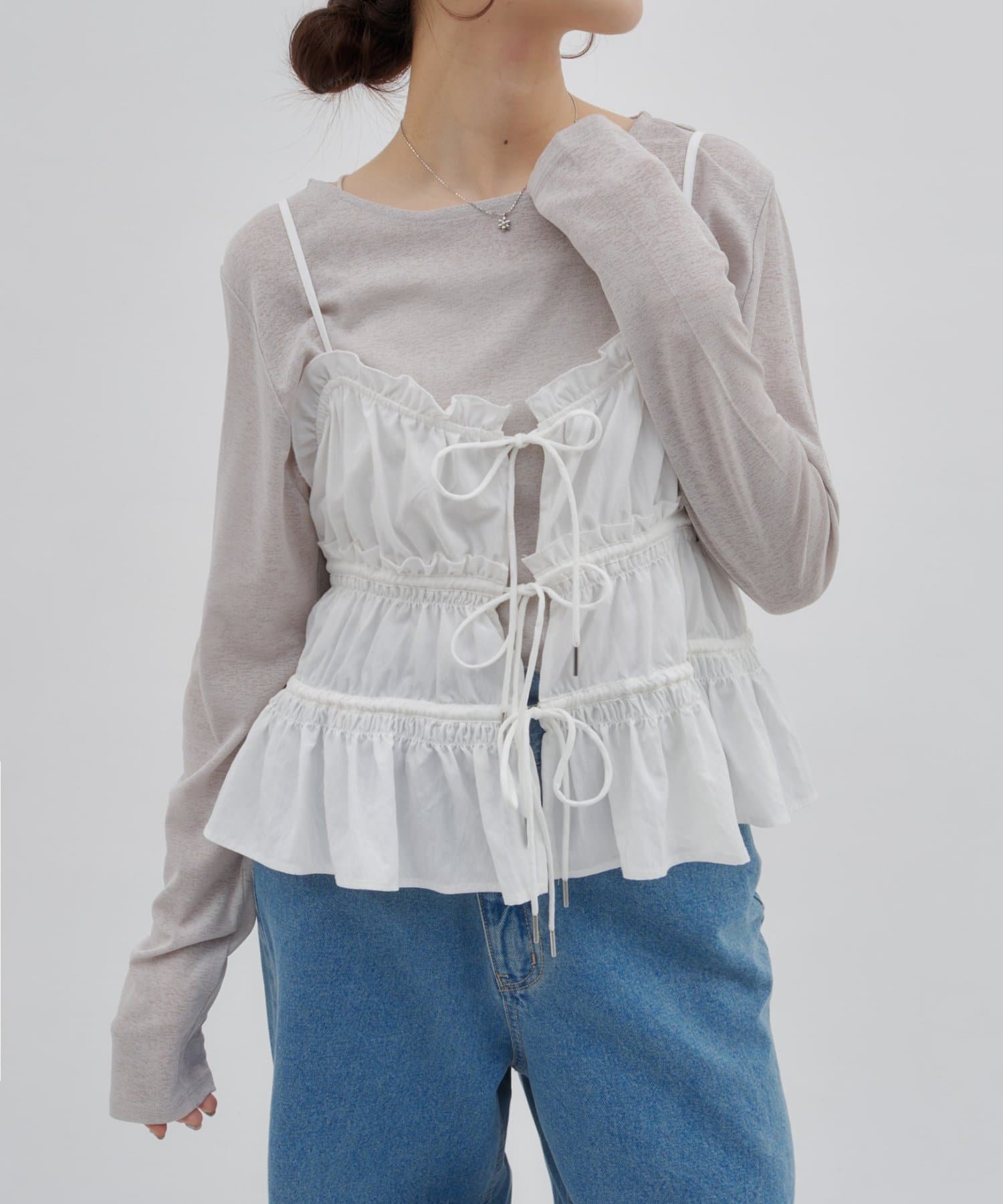 DISCOAT(ディスコート) 【SS先行予約/umm.】ギャザーリボンキャミ