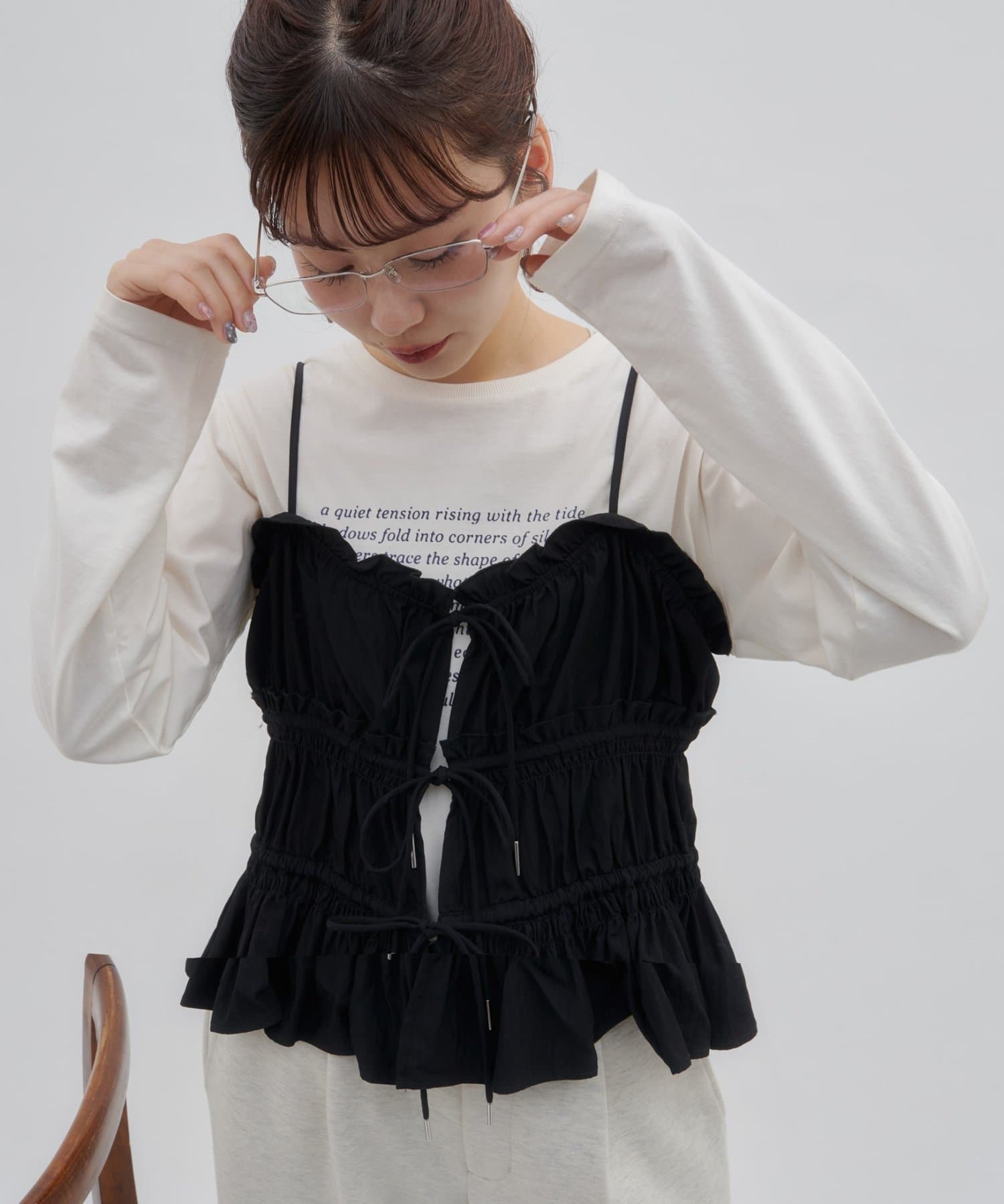 DISCOAT(ディスコート) 【SS先行予約/umm.】ギャザーリボンキャミ