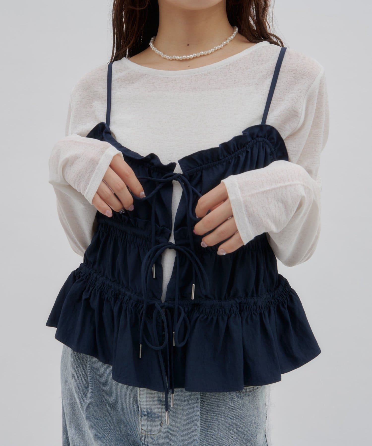 DISCOAT(ディスコート) 【SS先行予約/umm.】ギャザーリボンキャミ