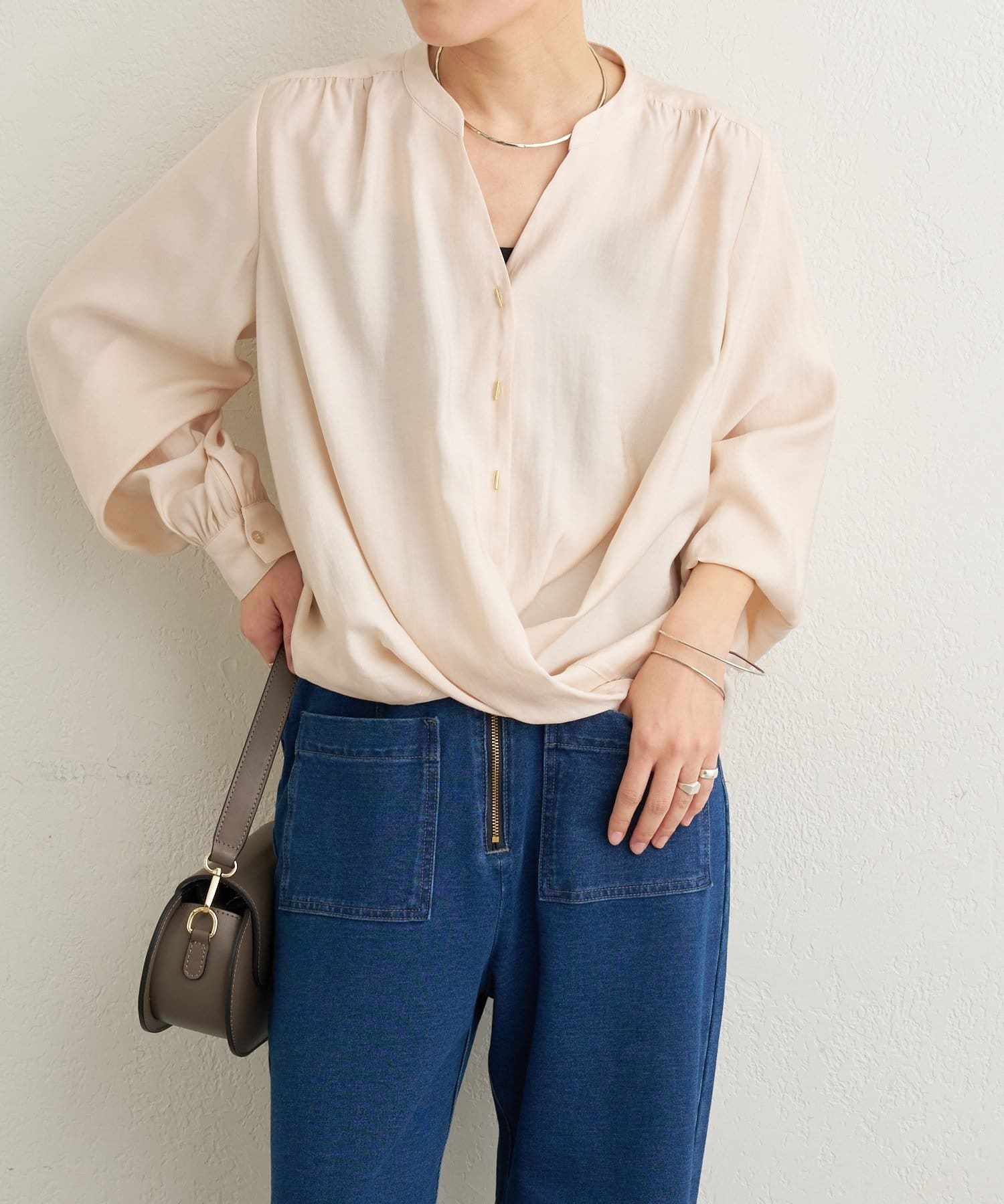 Omekashi(オメカシ) バー釦カシュクールブラウス