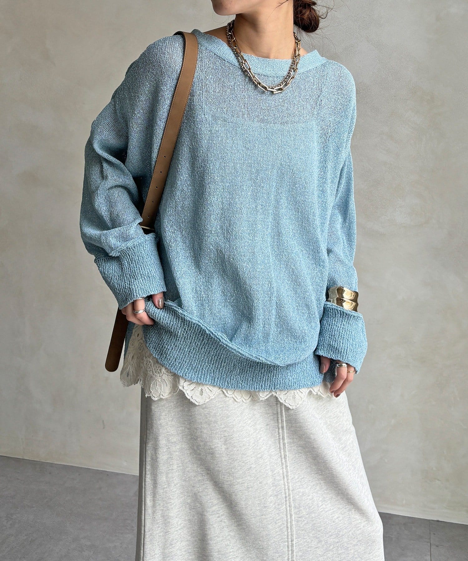 DOUDOU(ドゥドゥ) 【WEB限定】ペーパーヤーン前後2WAYカーディガン