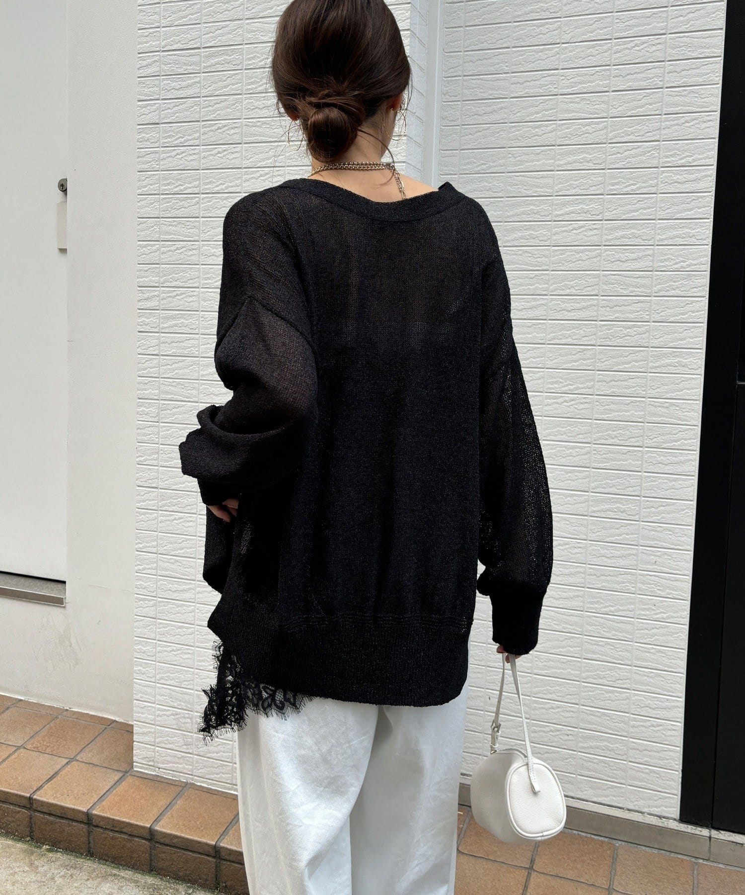 DOUDOU(ドゥドゥ) 【WEB限定】ペーパーヤーン前後2WAYカーディガン