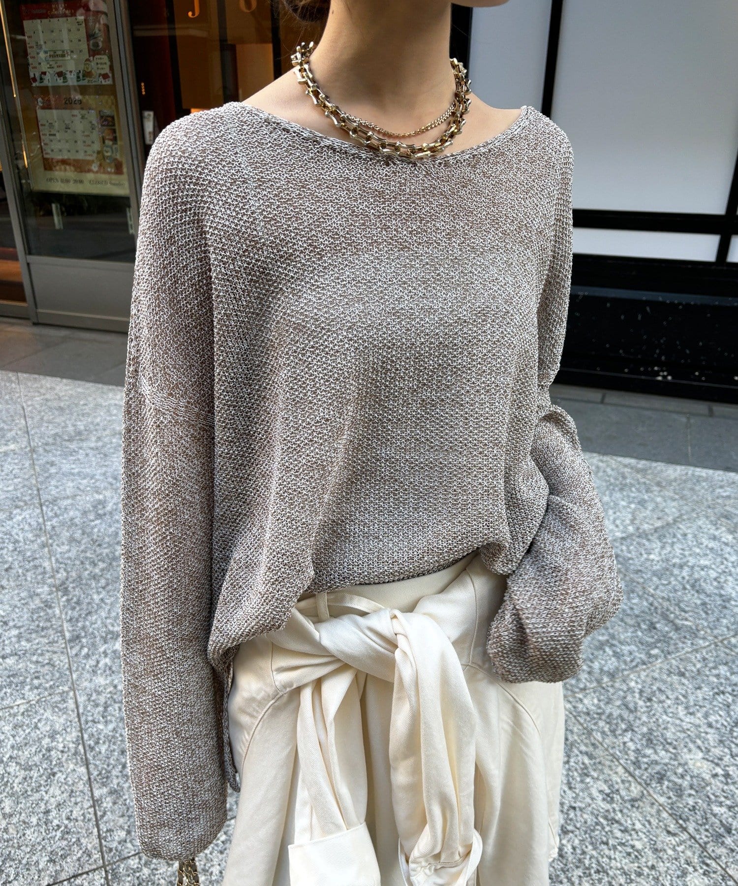 DOUDOU(ドゥドゥ) 前後2WAY鹿の子編みプルオーバー