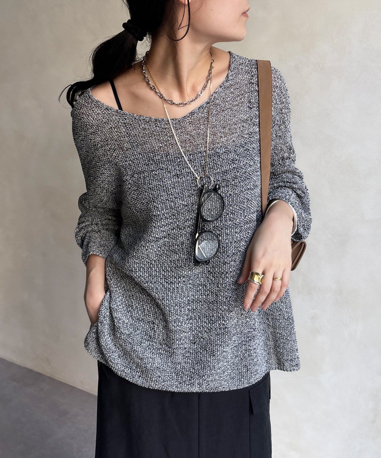 DOUDOU(ドゥドゥ) 前後2WAY鹿の子編みプルオーバー