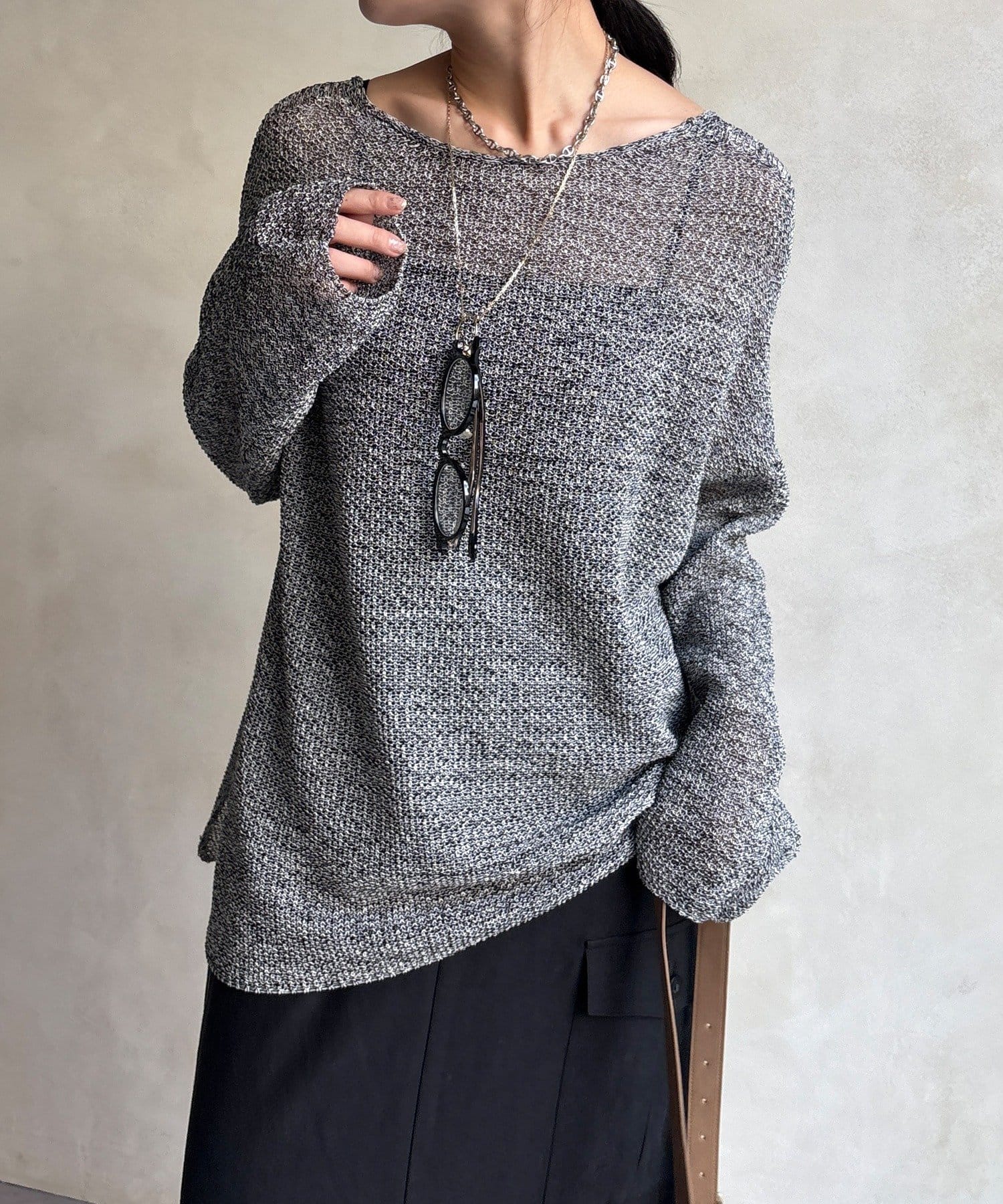 DOUDOU(ドゥドゥ) 前後2WAY鹿の子編みプルオーバー