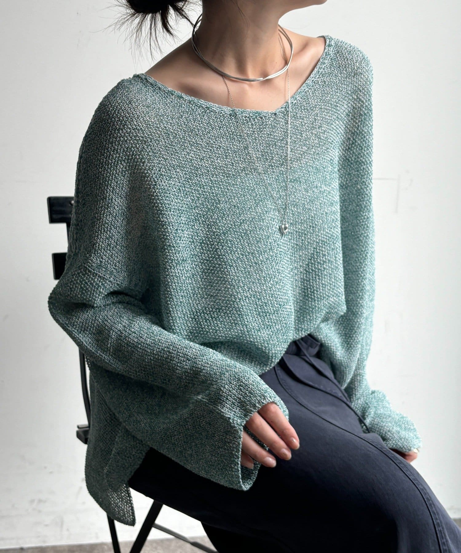 DOUDOU(ドゥドゥ) 前後2WAY鹿の子編みプルオーバー