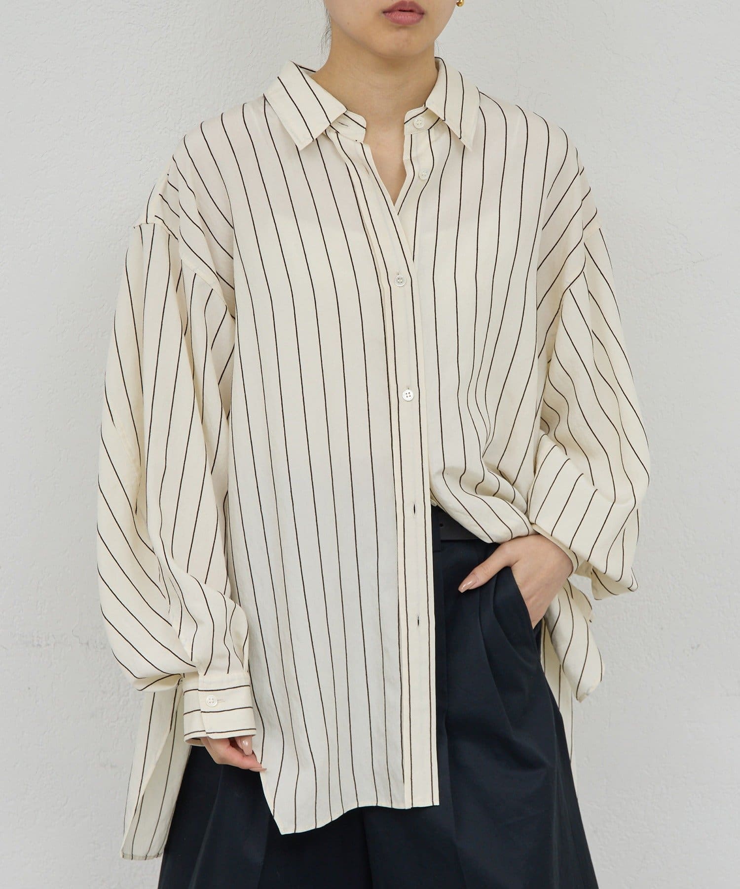 GALLARDAGALANTE(ガリャルダガランテ) 【HERITANOVUM】ストライプバックオープンシャツ