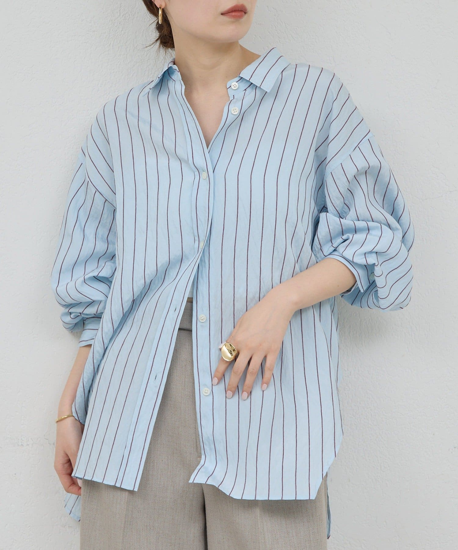 GALLARDAGALANTE(ガリャルダガランテ) 【HERITANOVUM】ストライプバックオープンシャツ